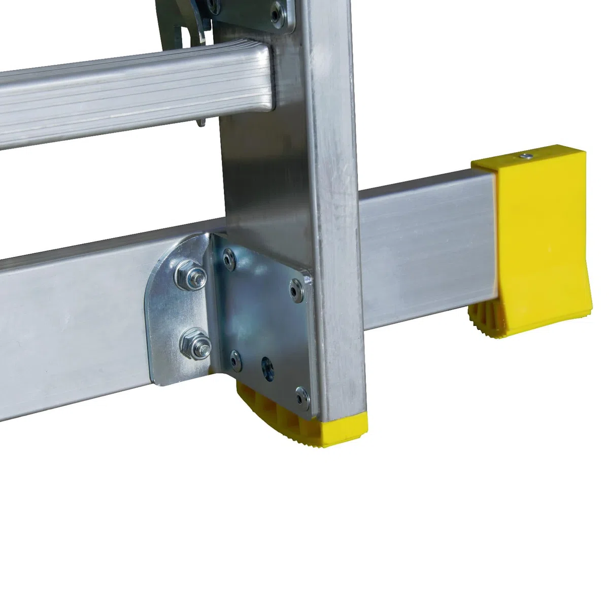 Bayersystem BS-DW 3x9 Mehrzweckleiter, 3x9 Sprossen, 3-teilige Alu-Kombileiter, bis 150 kg belastbar, max. Arbeitshöhe 6,01 m, Klappleiter, Multifunktionsleiter, Stehleiter, Silber/Gelb