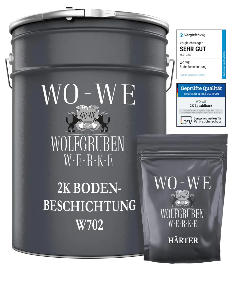 WO-WE 2K Epoxidharz Garagenfarbe Bodenbeschichtung W702 Anthrazit-Grau wie RAL 7016-5Kg