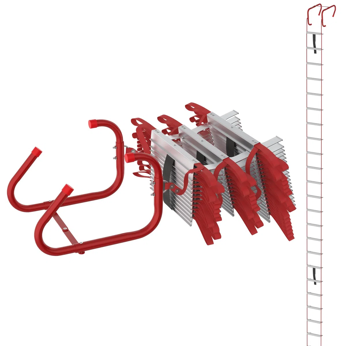 LZQ Feuerleiter Fluchtleiter,Sicherheitsleitern Feuerfeste Rettungsleiter aus Hochfestes Polyester,Max Tragfähigkeit 450 kg,Strickleiter für 2-stöckige Gebäude Balkon Fenster (15 M (45 Stufen))
