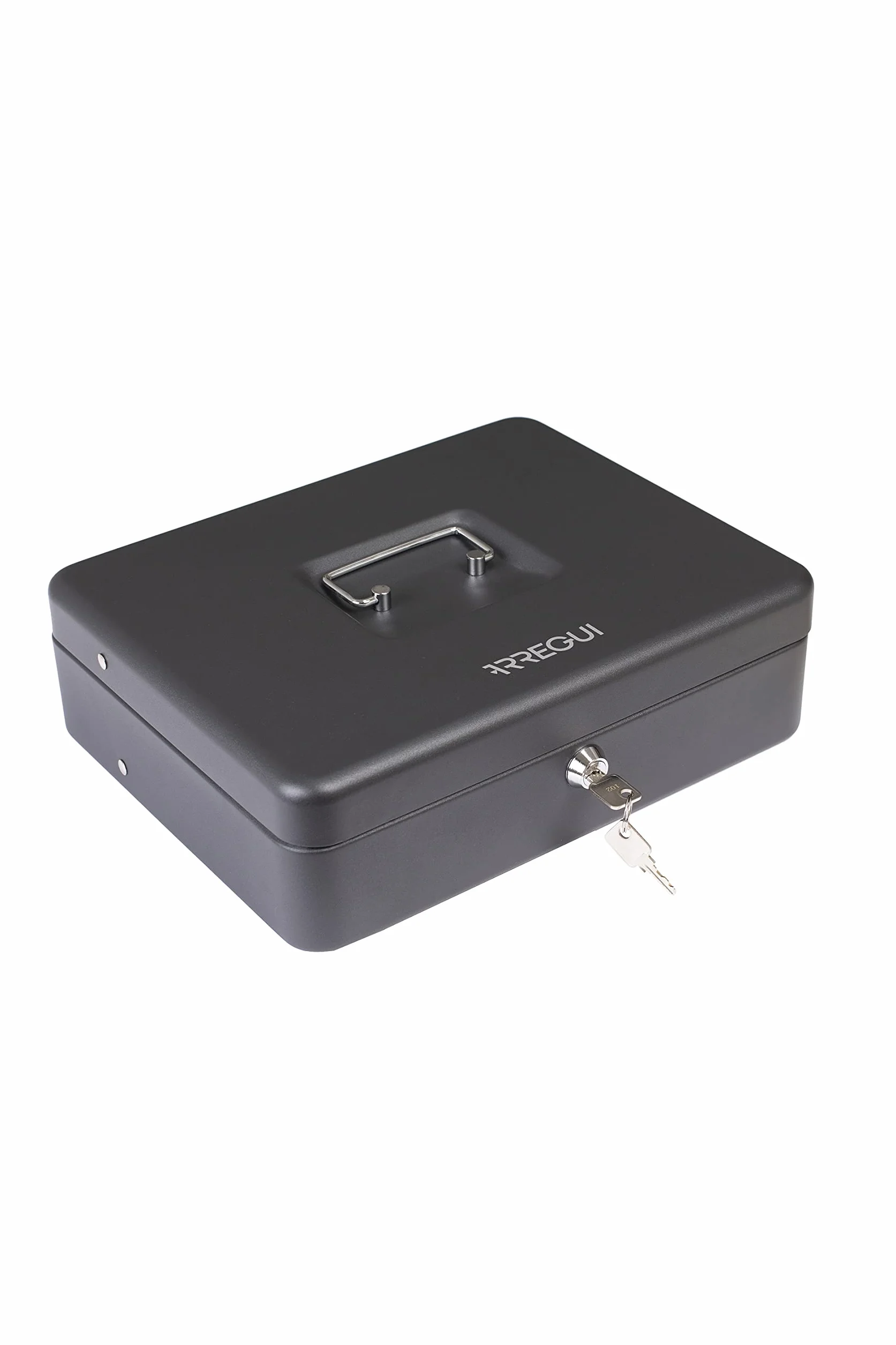 ARREGUI Cashier Clip C9244-EUR Geldkassette mit Eurozähleinsatz und Scheineinsatz | Kasse / Geldbox aus Stahl | 30 cm breit | Geldkassette mit Münzzählbrett und 4 Scheinfächern mit Klammer | schwarz