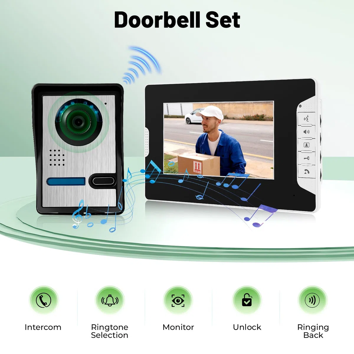 Video Türklingel Set – Türsprechanlage mit Kamera, Türklingel mit Kamera und Monitor, modernes Design, Aluminium, wetterfest, Nachtsicht – für Haus, Wohnung & Sicherheit
