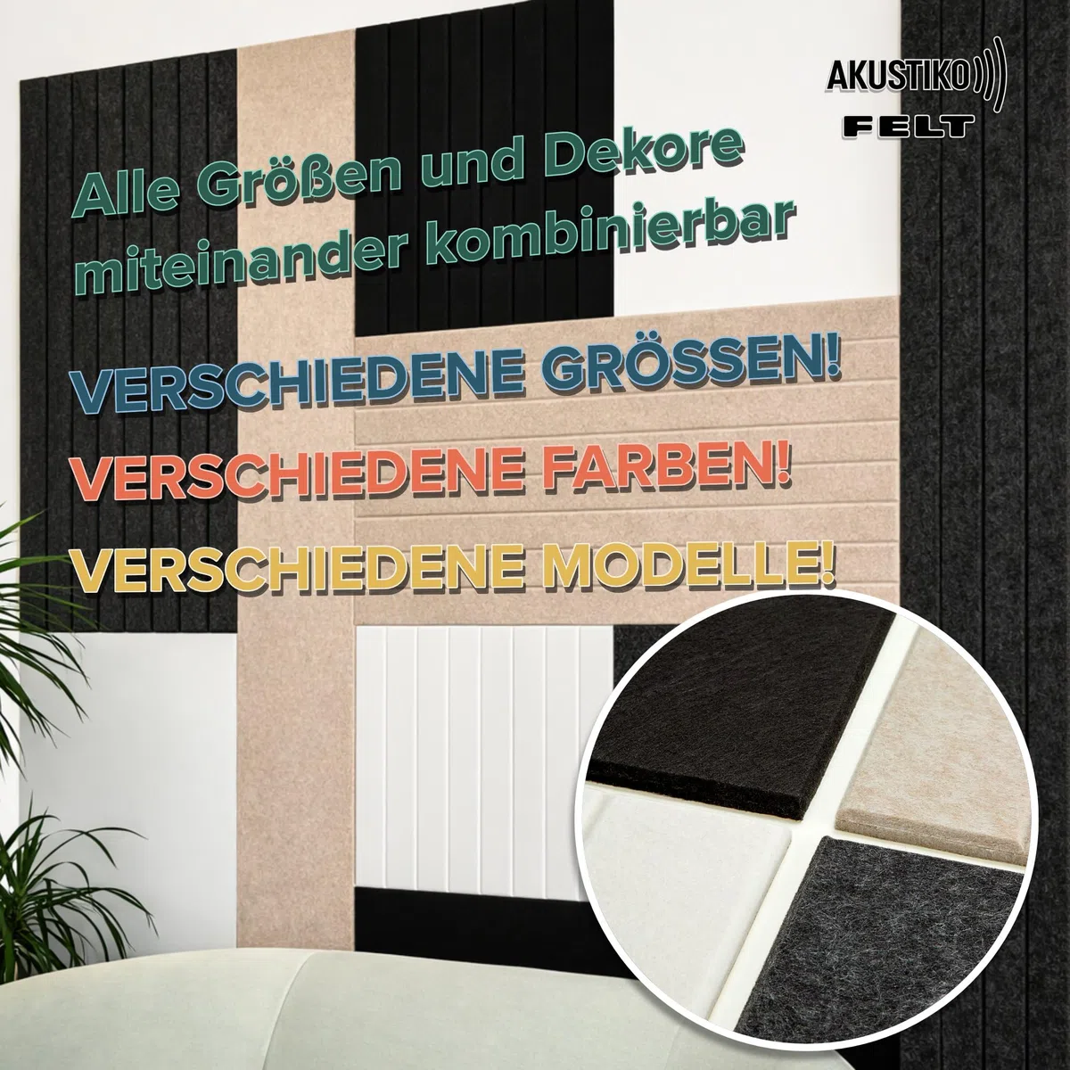 AKUSTIKO Akustikpaneele Selbstklebend 240x30cm - 4 Stück Beige Akustik Wandpaneele Schallschutz & Raumakustik Panels Filz 9mm Hexim Decken- & Wandverkleidung Decken Fläche (2.88m²)