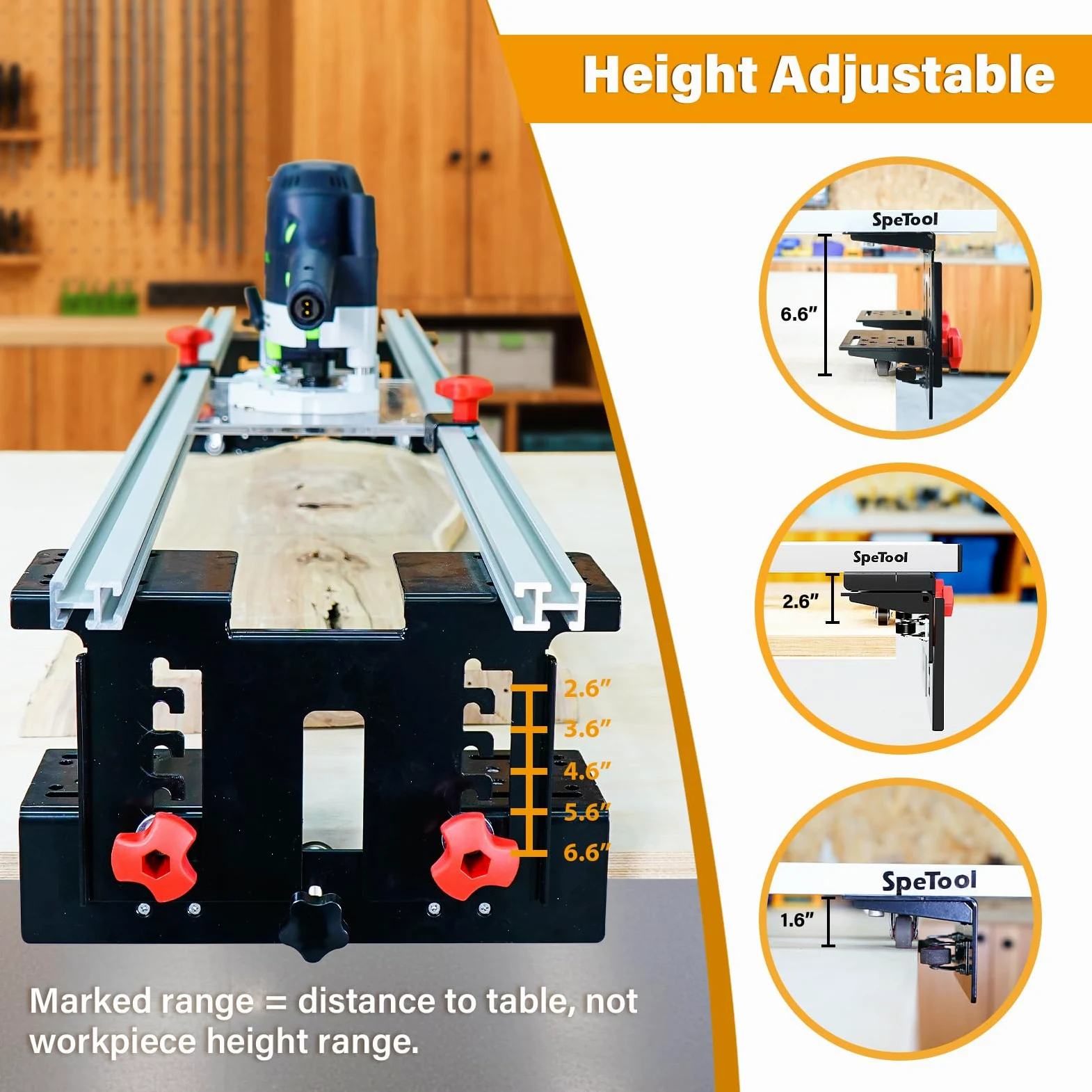 SpeTool Planfräsvorrichtung Planfräsen Vorrichtung Oberfräse Router Sled 3 Achsen Verstellbar Führungsschiene Oberfräse Planfräser für Holz von Holzplattenabflachung