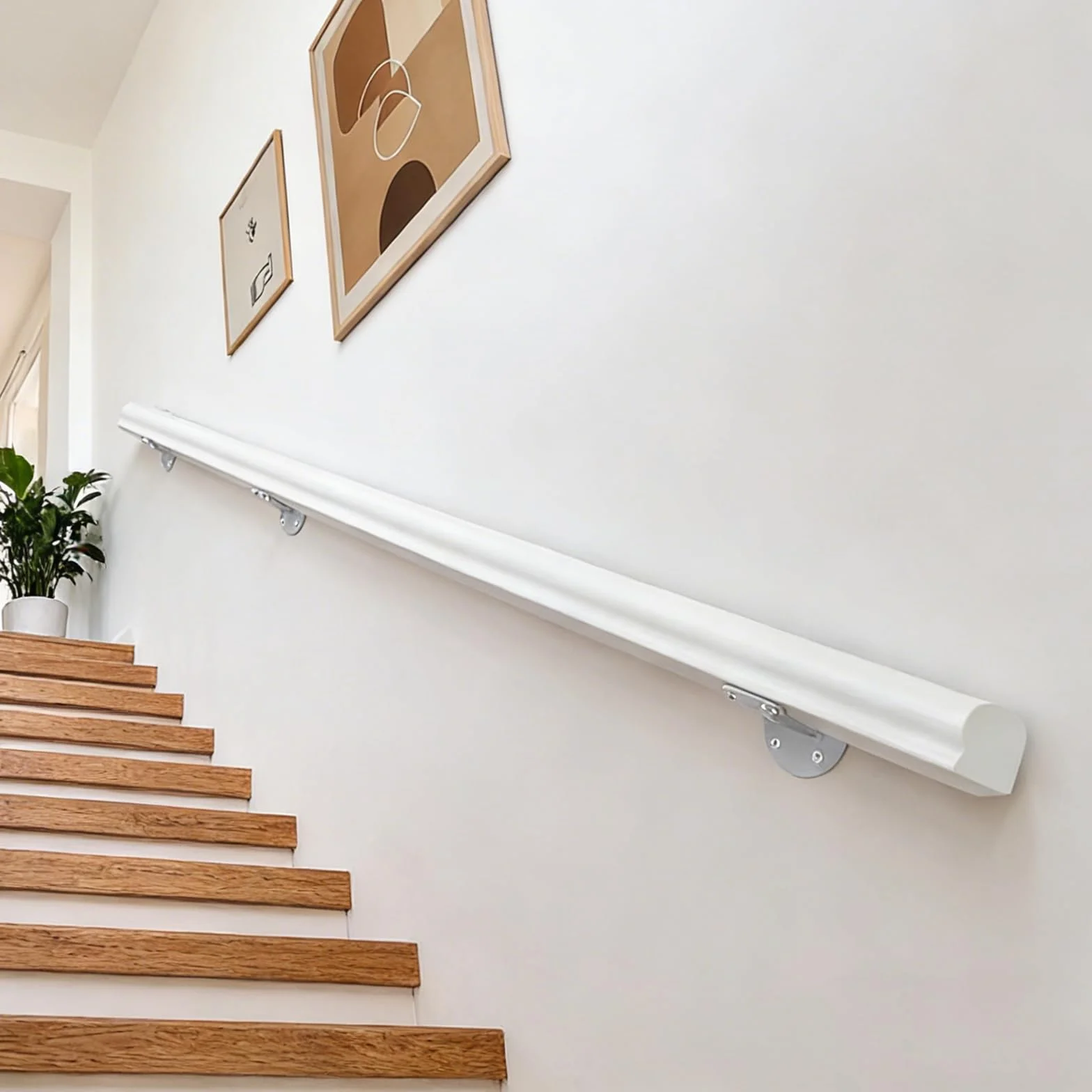 Handläufe für Treppen 30-600cm Holzhandlauf mit Halterungen, Rutschfeste Treppengeländer Stützstange, Gegen die Wand ältere Menschen und Kinder Loft Grab Bar Kit für Indoor Hospital Home (C, 150cm)