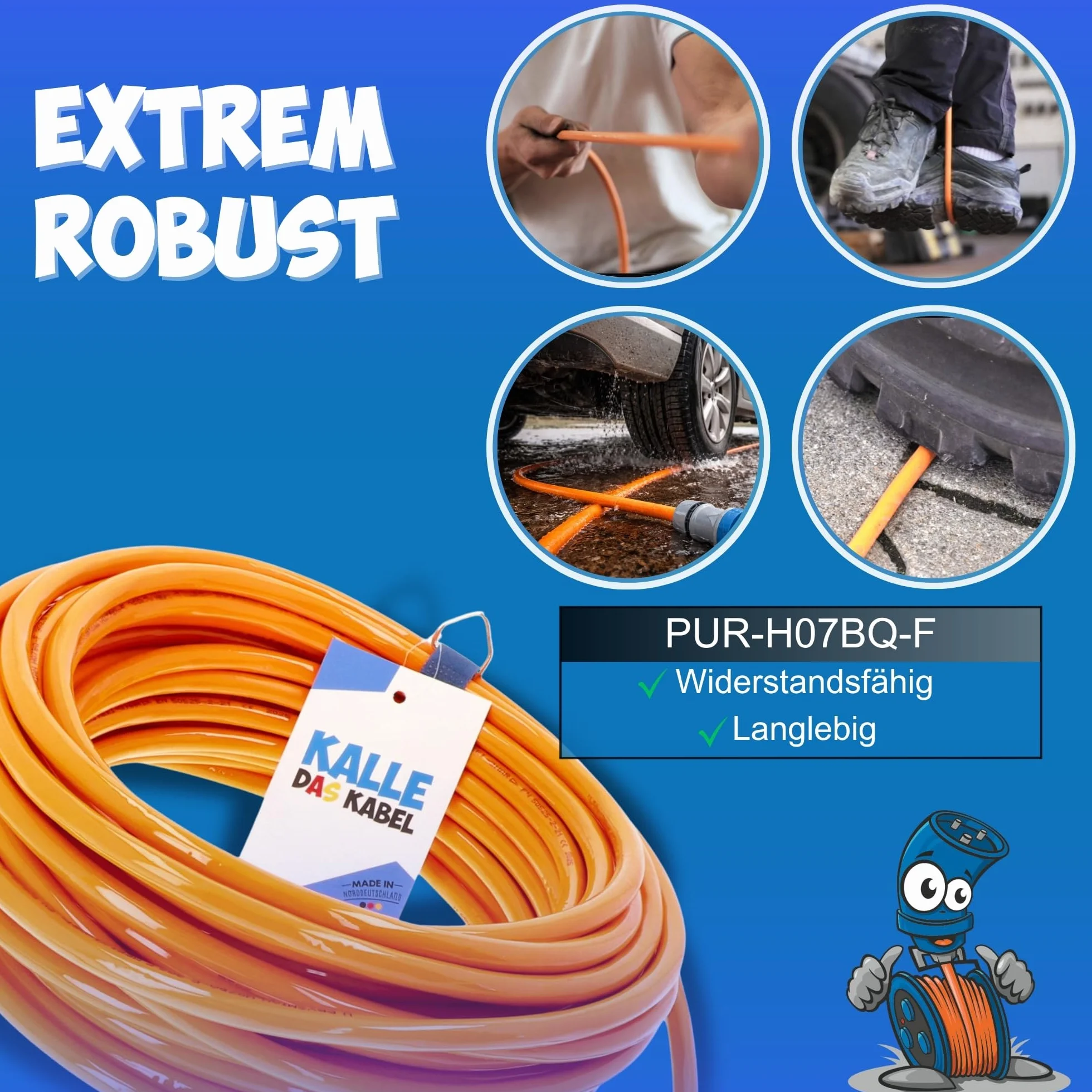 KALLE DAS KABEL CEE Verlängerung Kalle Blue Signal 2,5mm² Industrie BAU Boot Womo Camping Vollpur-Premium-Leitung 25 Meter