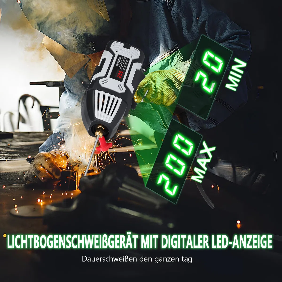 Elektroden Schweißgerät Handschweißgerät, 220V/3000W 200A Tragbares Elektrisches SchweißGerät IGBT Inverter ARC SchweißMaschine Schweißer, Handheld Welding Machine Für 1,6-3,2mm Drahtstangen