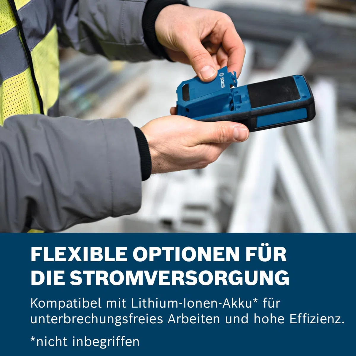 Bosch Professional Feuchtemessgerät GMM 1-15 (nicht-invasiv, misst 37 Holzarten und 10 Baustoffe, Schutzklasse IP 65, 2x AA-Batterie, Tasche)