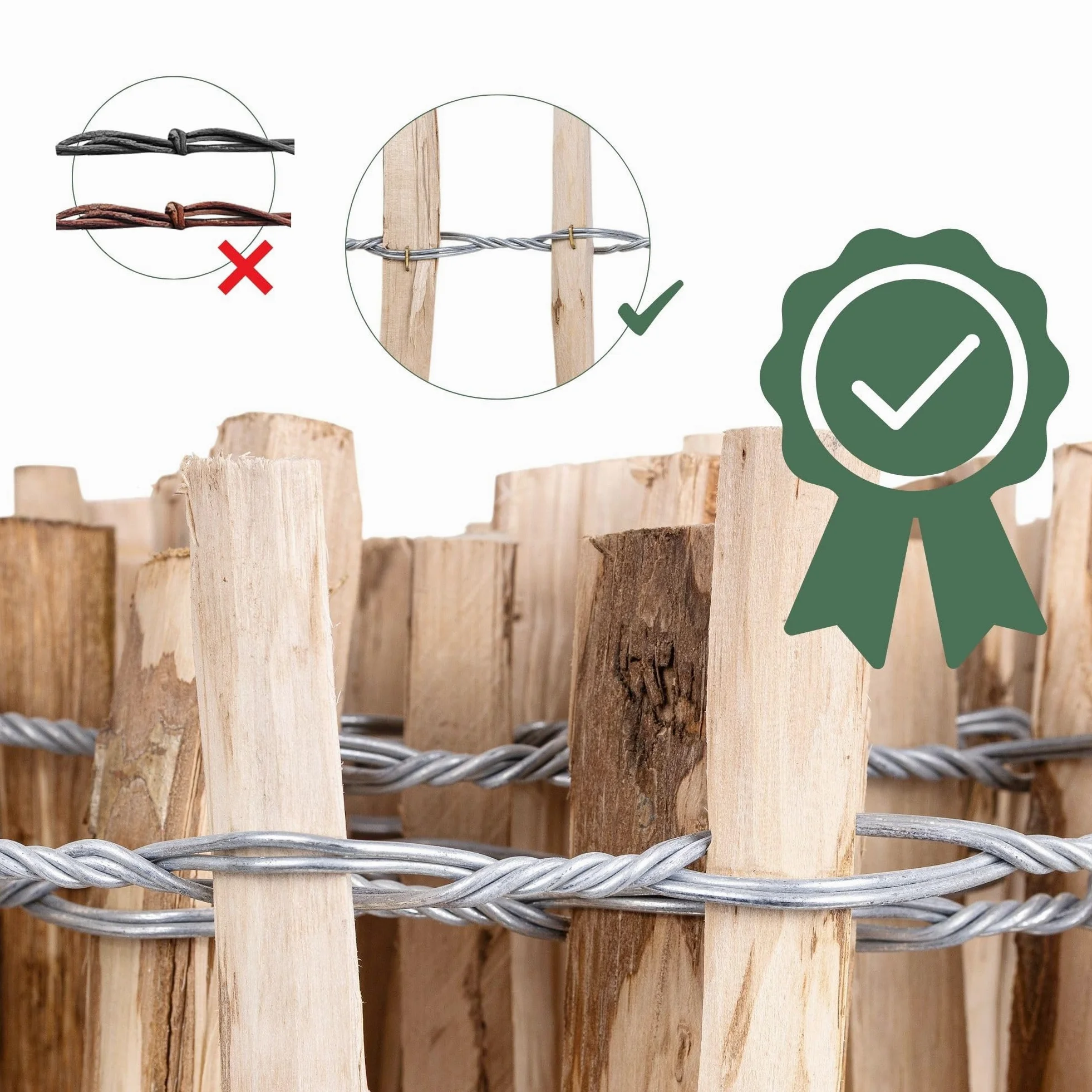 Creative Home Staketenzaun 60cm hoch und 5m lang | Lattenabstand 7-9 cm | Haselnusszaun | Rollzaun | Gartenzaun Holz Holzzaun | Zaun Garten Ideal als Rasenkante Blumenbeet Umrandung aus Haselnuss