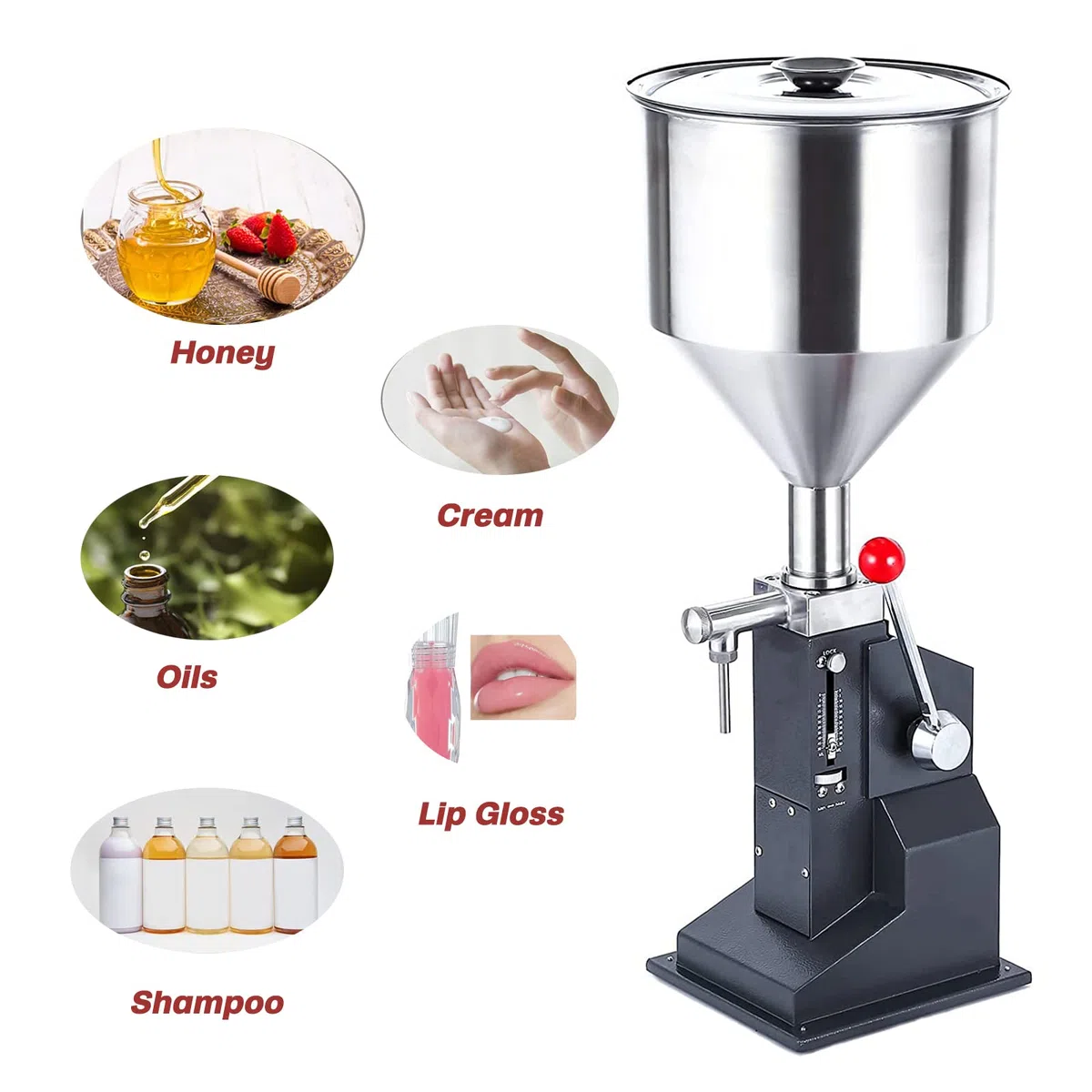 SUSEMSE Abfüllmaschine manuell mit Skala 5 bis 50ml, paste Flüssigkeitsabfüllmaschine flaschenfüller Flaschenabfüllmaschine für Kosmetikcreme Lipgloss A03 Schwarz