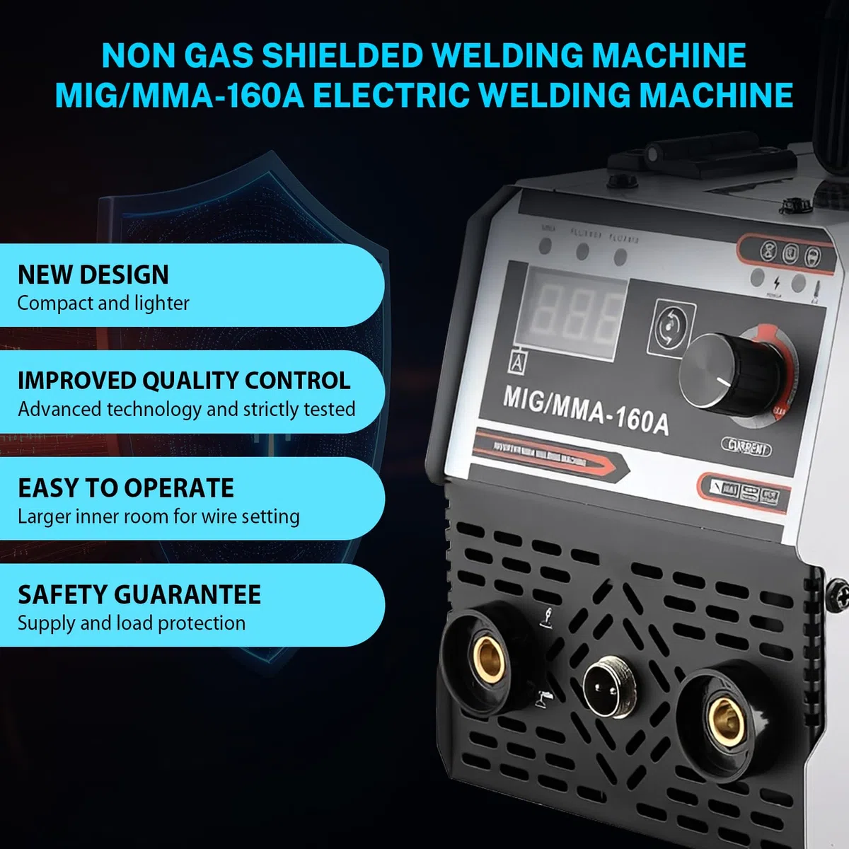 Fülldraht Schweissgerät Ohne Gas, Tragbar Elektroden Schweißgerät, 220V 3-in-1-Mehrprozessschweißgerät, Mit 1kg Gasfreie Doppelschweißmaschine MIG/MMA-160A,Mit LED Digitalanzeige,Für Profis & Home DIY
