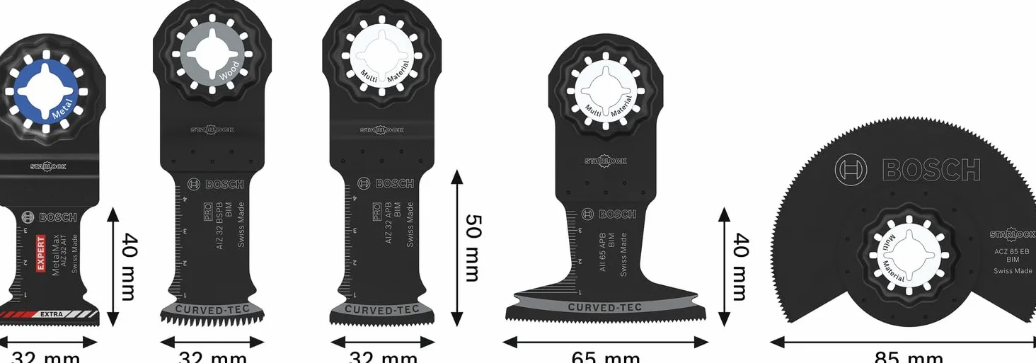 Bosch 5x Schneid-Set, 5-tlg. (für Edelstahl, Stahl, 160 x 222 mm, Professional Zubehör Multifunktionswerkzeug)