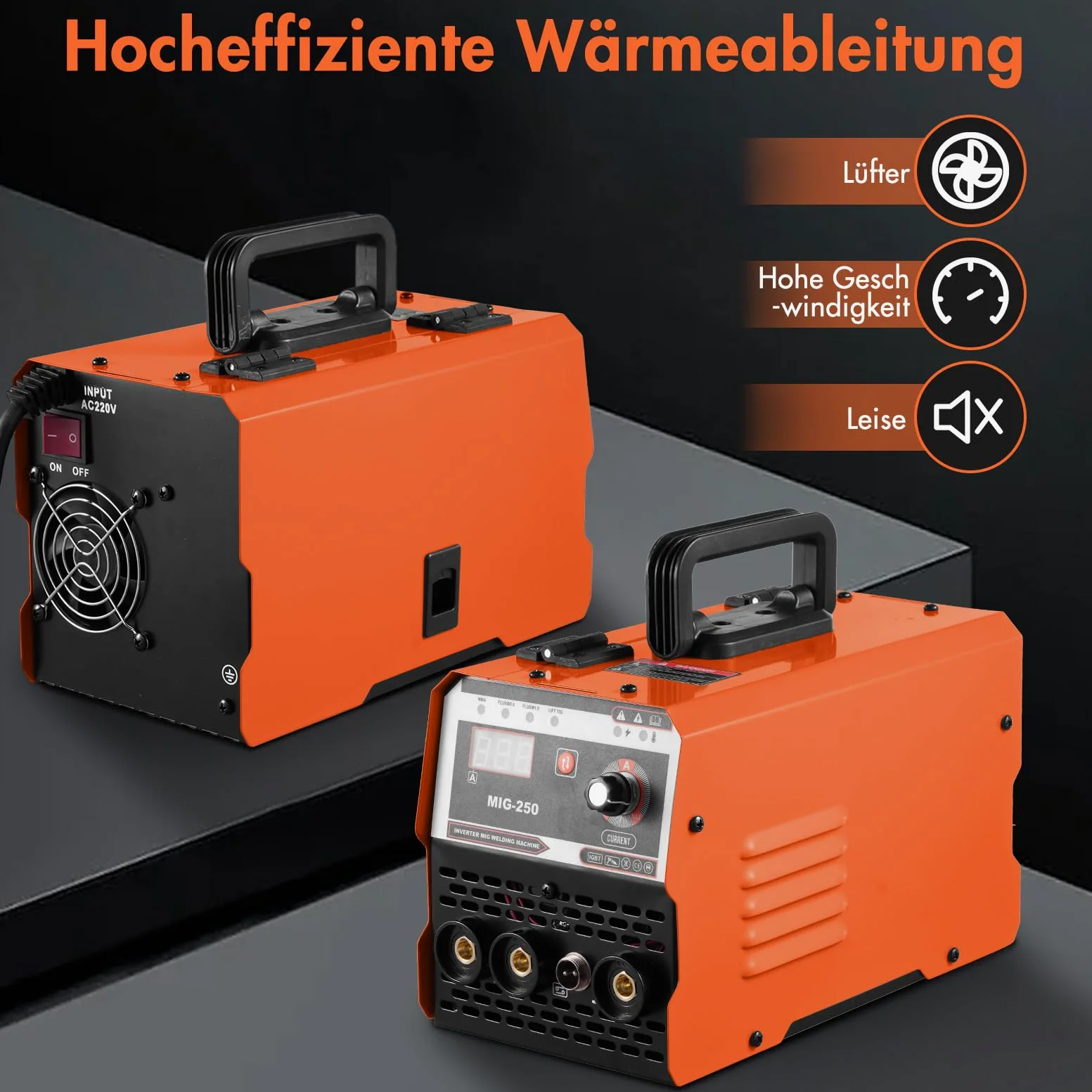 3-In-1 Fülldraht Schweißgerät MIG Schweißgerät mit ARC/Flux MIG/MMA Lift WIG, Fülldrahtschweißen 0,8 mm&1 mm, mit Synergischem Drahtvorschub, IGBT Inverter Schweissgerät LED-Anzeige