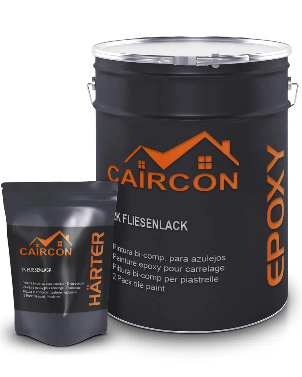 CAIRCON 2K Fliesenlack Bodenfliesen Fliesenfarbe Wand Küche Bad Silbergrau - 2,5Kg