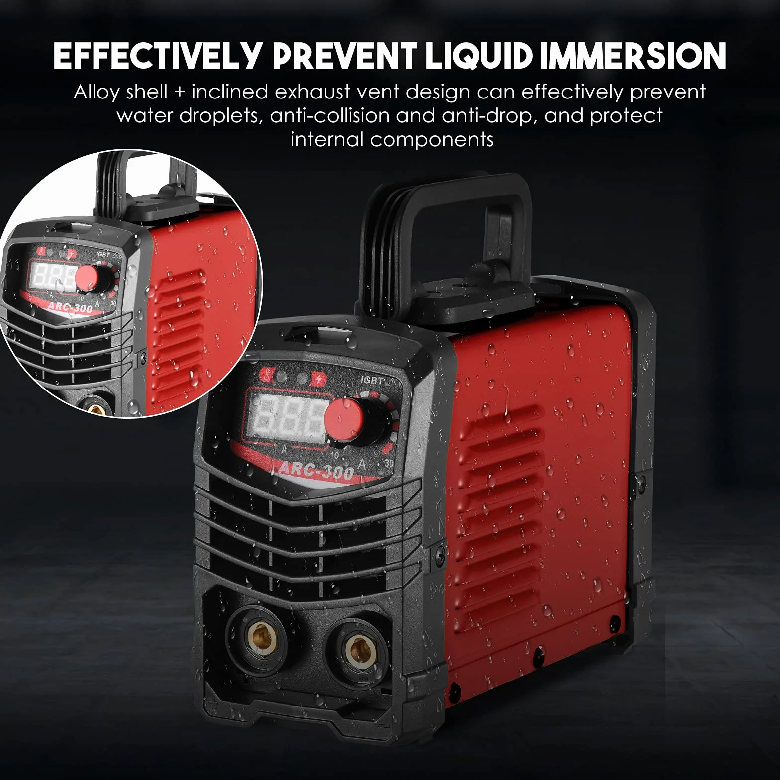 IGBT Inverter Schweißgerät 300A ARC MMA Elektroden Schweißgerät mit LCD Display tragbar 220V inkl. Schweißbrenner Masseklemme Schutzbrille Handschuhe Bürste und Stabelektroden-Rot