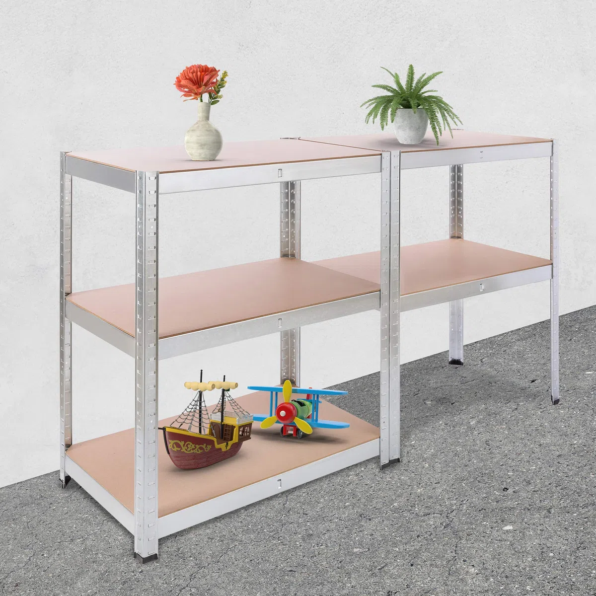 Arebos Schwerlastregal 180x75x45 cm | 875 kg Tragkraft | 5 MDF-Platten | Einfache Montage durch Stecksystem Regal Lagerregal Kellerregal Steckregal Werkstattregal | verzinkt