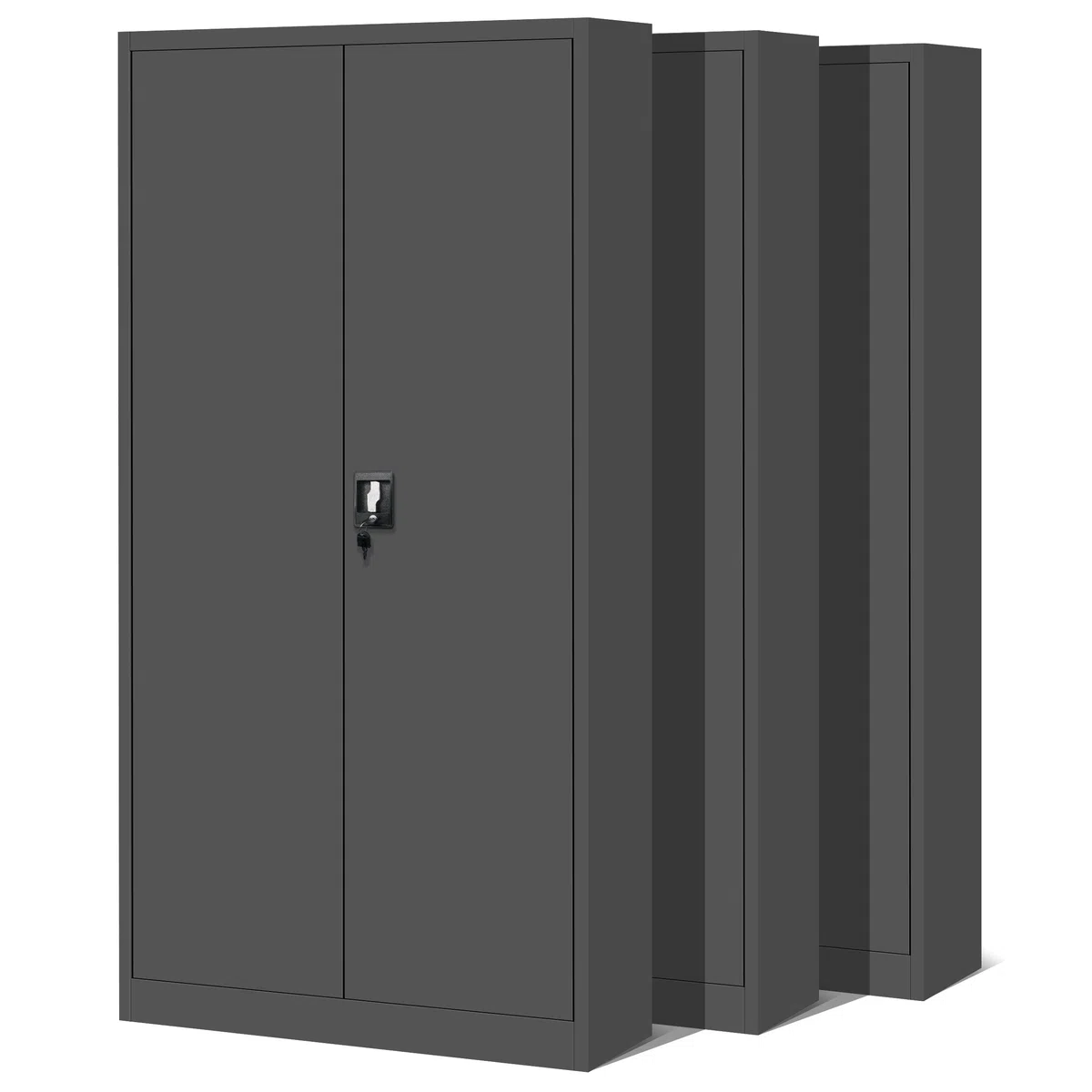 Jan Nowak 3er Set Aktenschrank C001H Büroschrank Metallschrank Stahlschrank Werkzeugschrank Stahlblech Pulverbeschichtet Flügeltürschrank Abschließbar 195 cm x 90 cm x 40 cm (anthrazit/anthrazit)