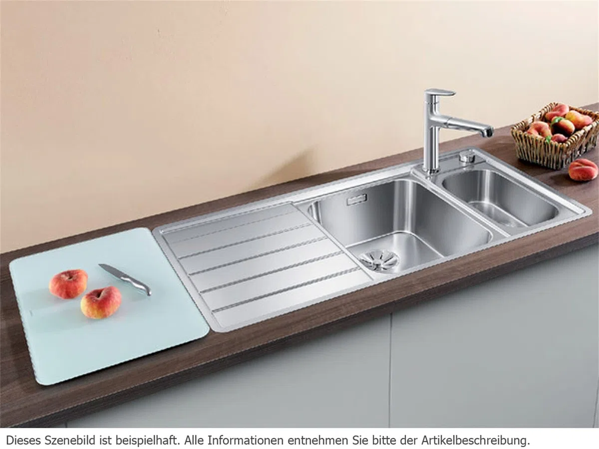BLANCO AXIS III 6 S-IF | Edelstahl | Einbauart: Einbau von Oben & Flächenbündig | Hauptbecken rechts | für 60 cm breite Unterschränke | Widerstandsfähig gegenüber Kratzern | [100x51x19,9 cm]