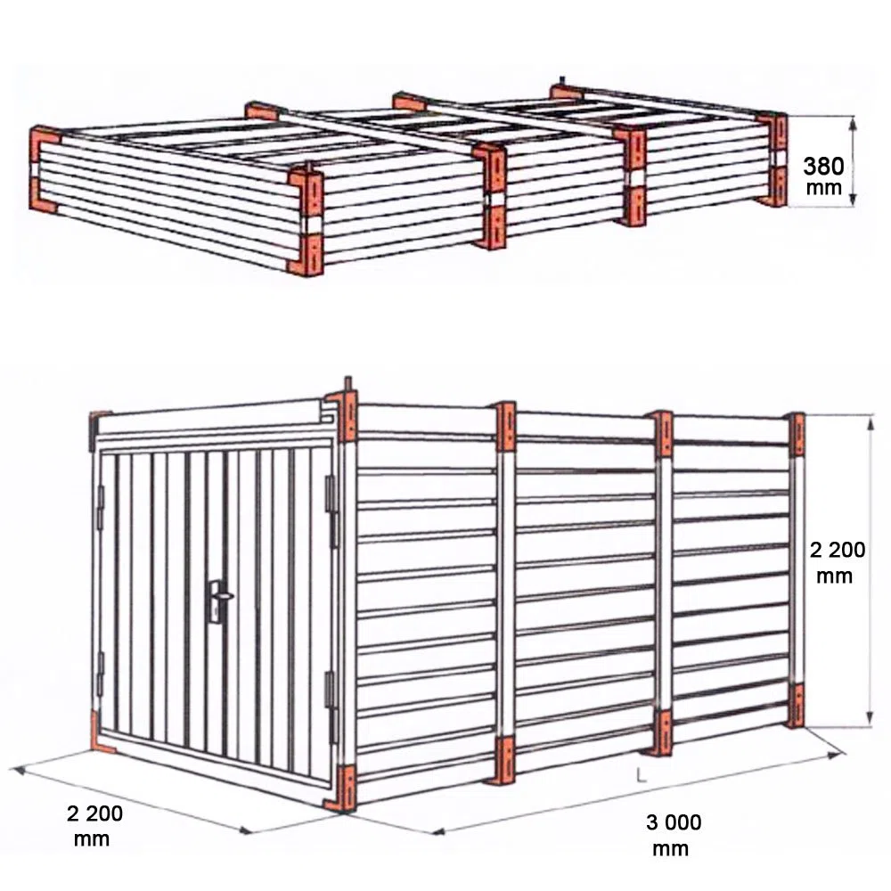 Baucontainer Garage Container Lagercontainer Gerätecontainer Blechcontainer mit TÜV Größe (S) 3m x 2,2m x 2,2m