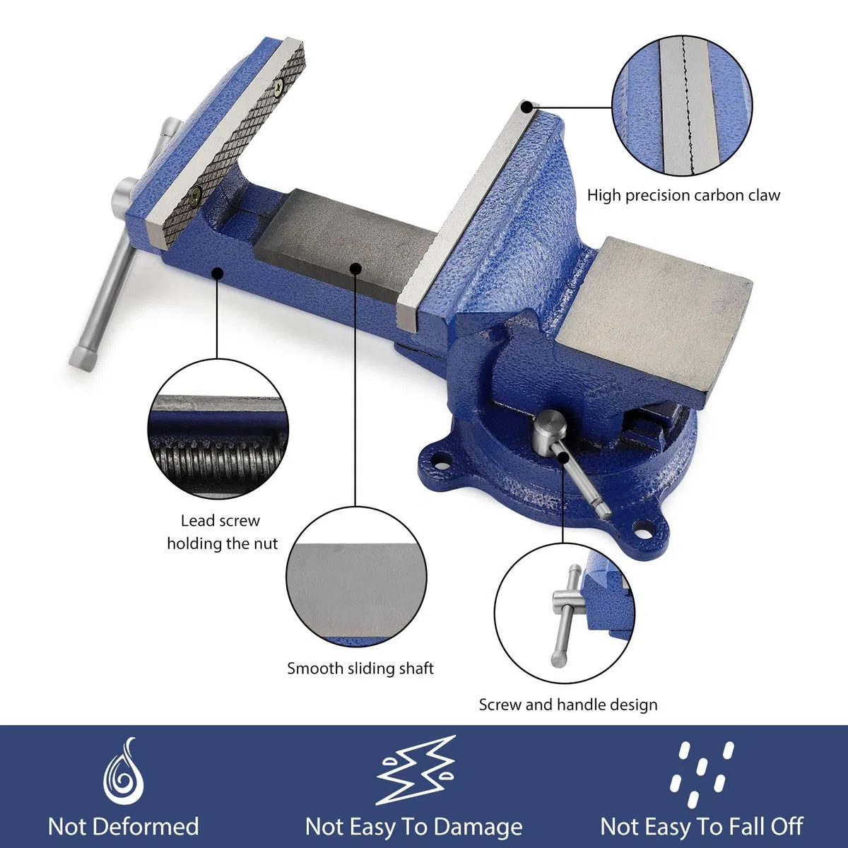 Schraubstocks Werkbank 150 mm mit 360° drehbarer Basis, Schwerer Gusseisen Tischschraubstock, Werkstatt Schraubstock für Metallbearbeitung, Bohren, Schleifen (5-Zoll-Schraubstock)