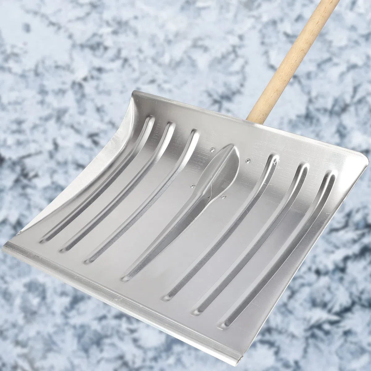 KOTARBAU® Schneeschaufel Schneeschieber 50cm mit Holzstiel Verstärkt Aluminium Schild mit Ergonomischem Griff 139 cm