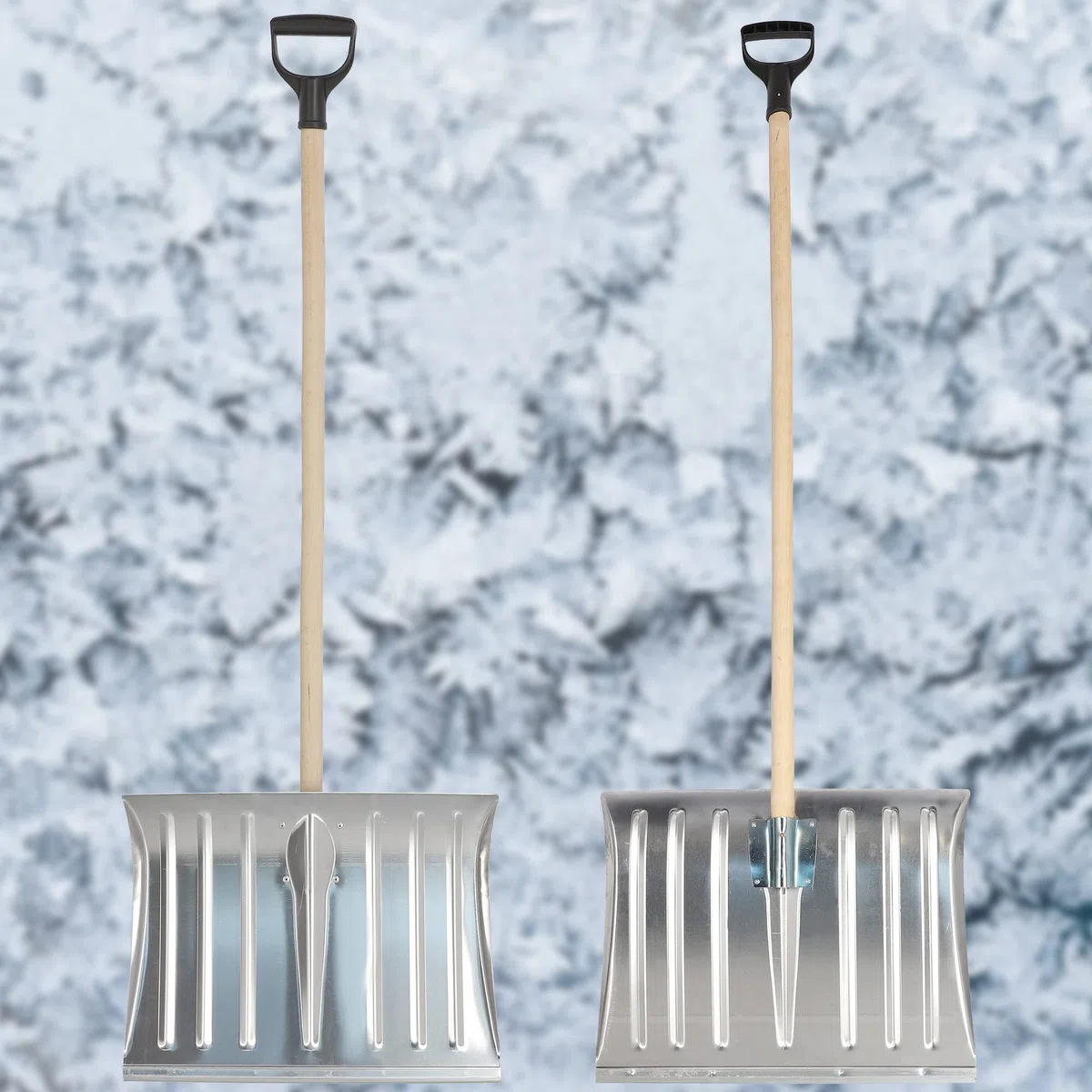 KOTARBAU® Schneeschaufel Schneeschieber 50cm mit Holzstiel Verstärkt Aluminium Schild mit Ergonomischem Griff 139 cm
