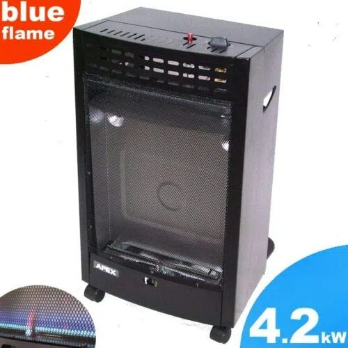 D&L Gasheizer Blue Flame 4200W Gasofen 4,2kw Zeltheizung AWZ - Piezozündknopf, Regeldrehknopf (Min./Max.), inkl. Gasschlauch, Gasregler, Flaschenhalterung (bis 11 kg), Rollen, Thermische Sicherung