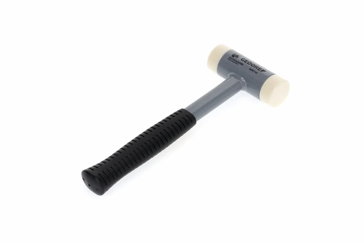 GEDORE Rückschlagfreier Schonhammer, Ø 40 mm, Stahlrohrstiel, Austauschbare Polyamid-Köpfe