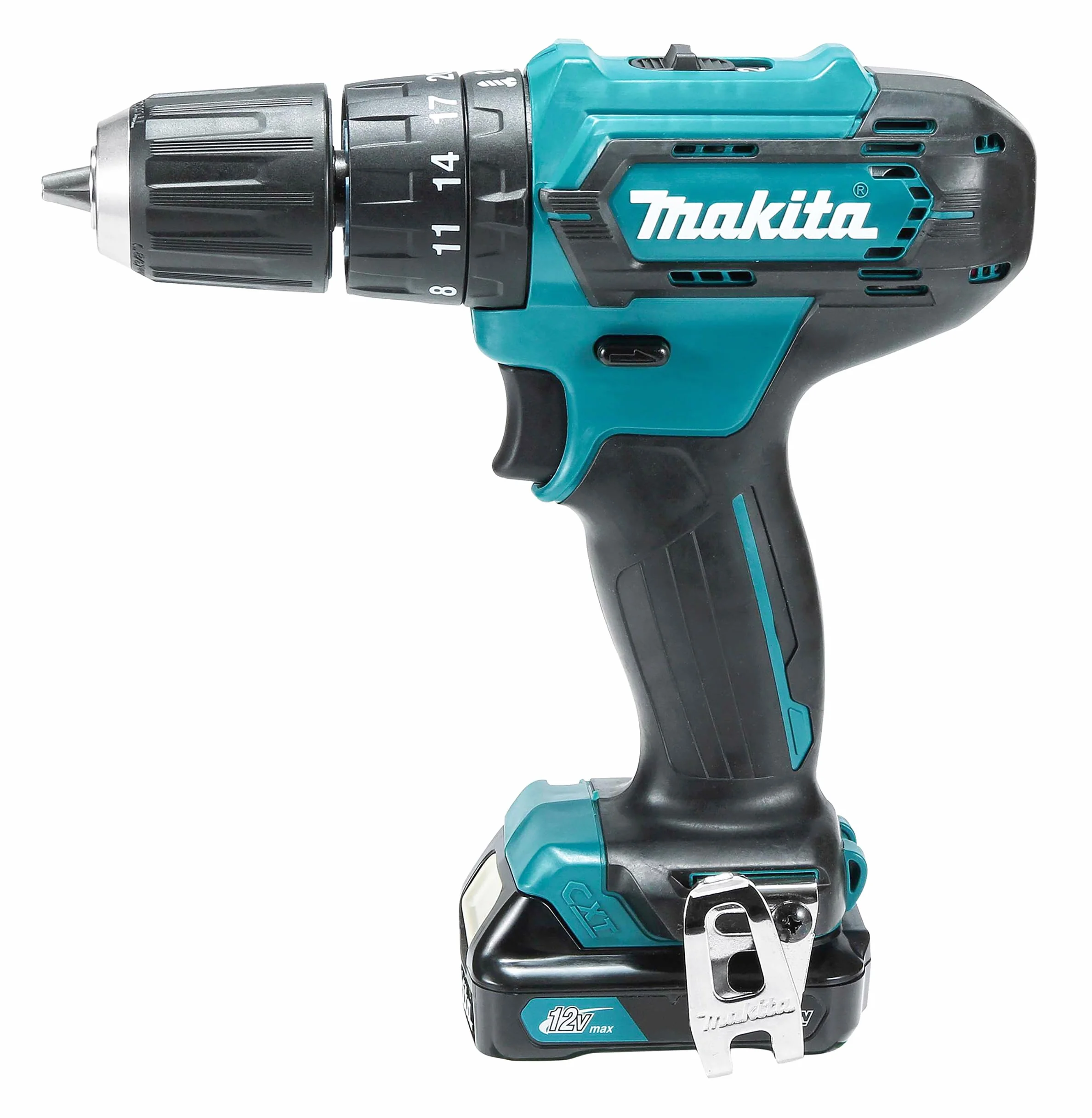Makita HP333DSAX1 Schlagbohrschrauber 12 V Max., 2,0 Ah, 2 Akkus Plus Ladegerät in Transportkoffer, Batteriebetrieben, Blau