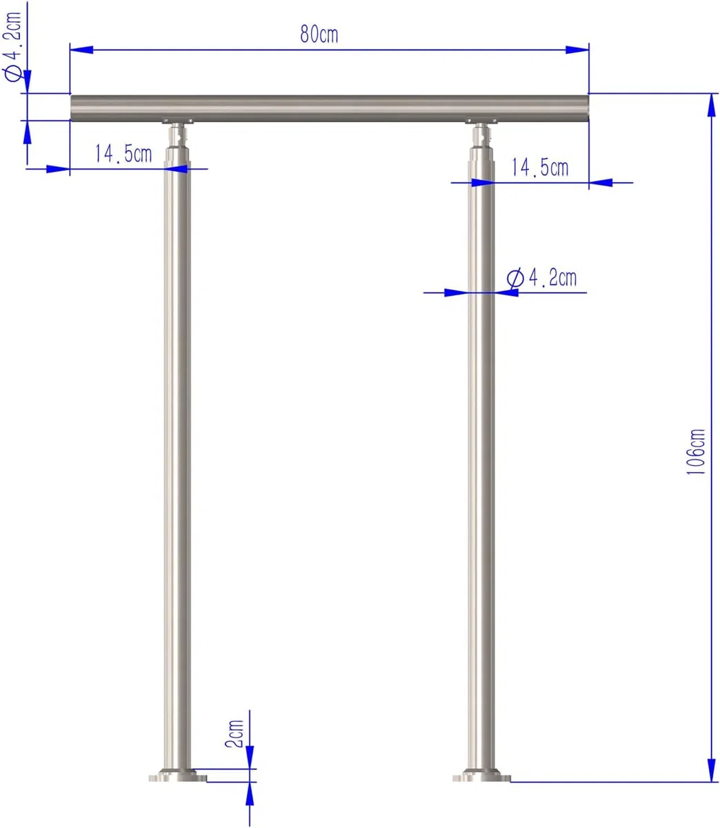 Edelstahl Handlauf Geländer für Treppen Brüstung Balkon ohne Querstreben - Innen und Außen Handlauf Geländer Treppengeländer Edelstahl Brüstung Balkon (80CM, ohne Querstreben)