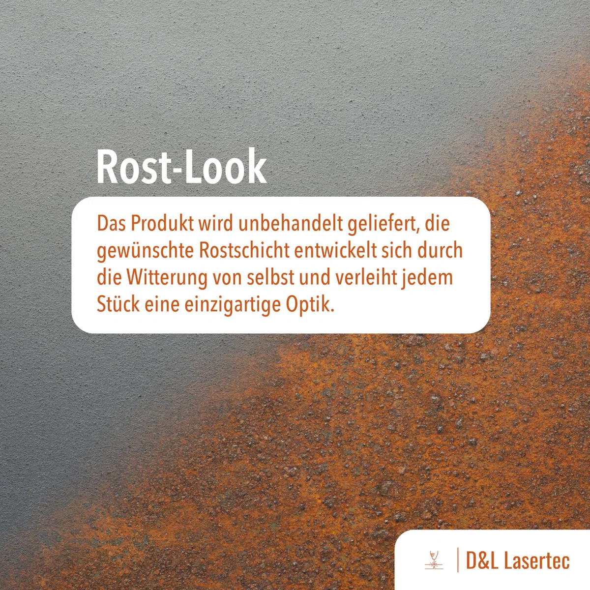 D&L Lasertec Außenkamin aus 3 mm Stahl, Edelrost-Optik, zum Selbstaufbau, Outdoor Feuerstelle
