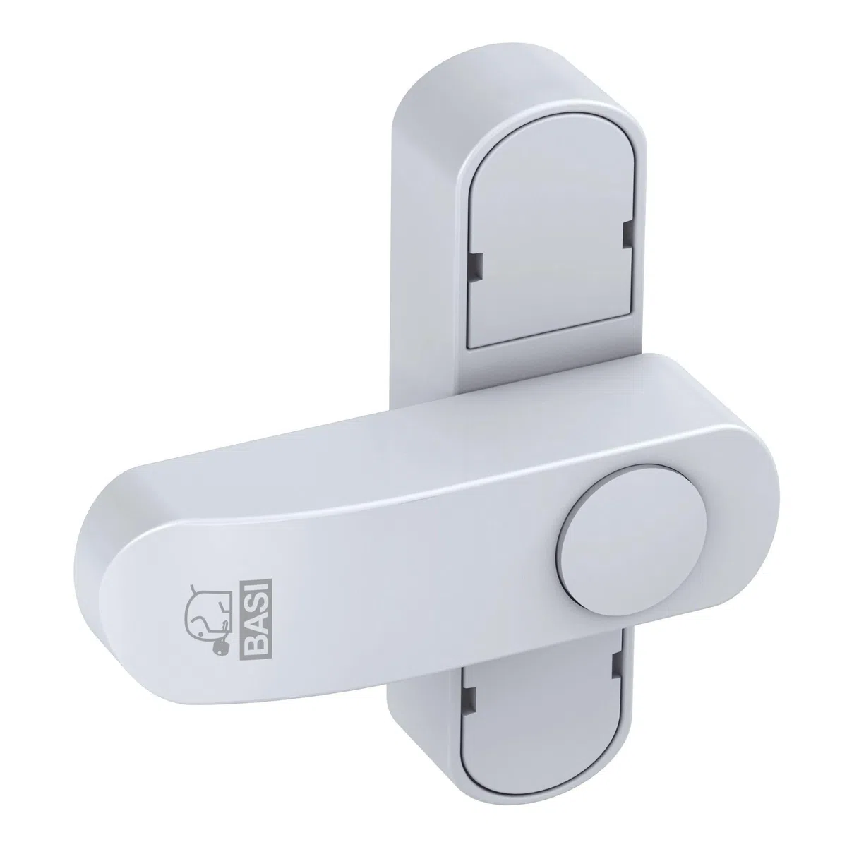 BASI | Fenstersicherung 5er Set | Weiß Braun | Zusatzsicherung für einflügelige Fenster Fenstertüren | verriegelbar mit Druckknopf | Schwenkriegel | Einbruchschutz | Farbe Weiß | 5 Stück