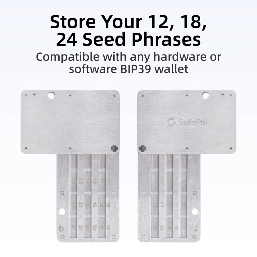 safepal Cypher - Crypto Seed Phrase Backup, Metall Saatbrett, Kühlaufbewahrung Für Mnemonic, Stahl Bitcoin Wallet, Speichern Sie Bis Zu 24 Samenwörter, Kompatibel Mit BIP39 Wallets, Ledger