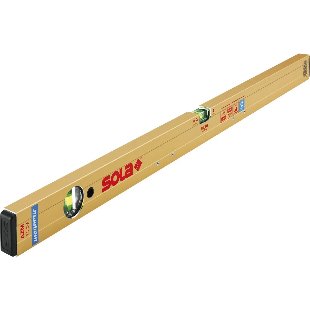 SOLA AZM 100 - Wasserwaage magnetisch 100 cm - starker Halt durch Neodym Magnete - Wasserwaage mit Magnet 100 cm - patentierte SOLA-Focus Libelle