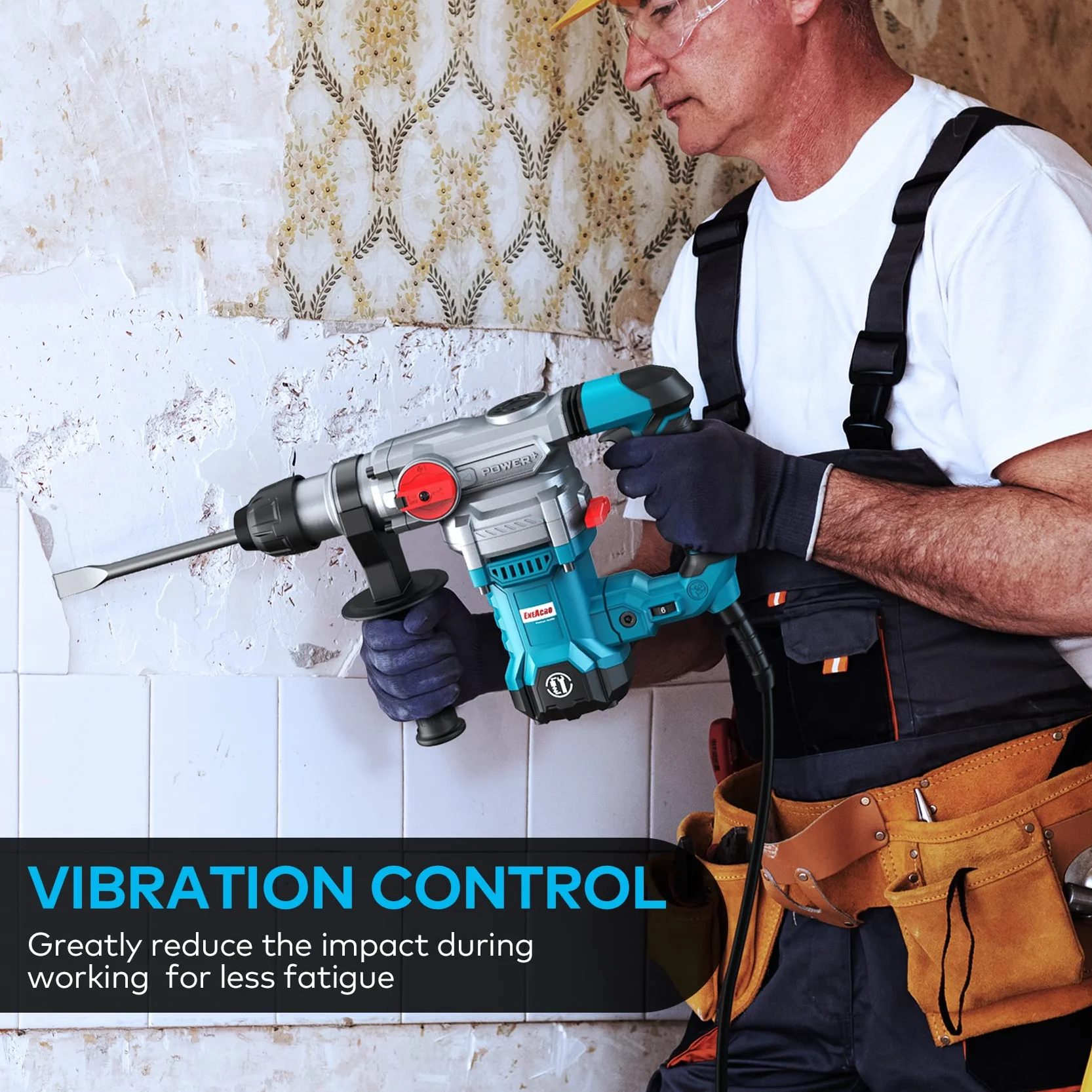 ENEACRO SDS-Plus Bohrhammer, 1500W 6Joule Abbruchhammer 6 Variable Geschwindigkeit 0-920U/Min mit 4 Funktionen, Anti-Vibrationsgriff und Sicherheitskupplung, 32 mm Bohrleistung in Beton