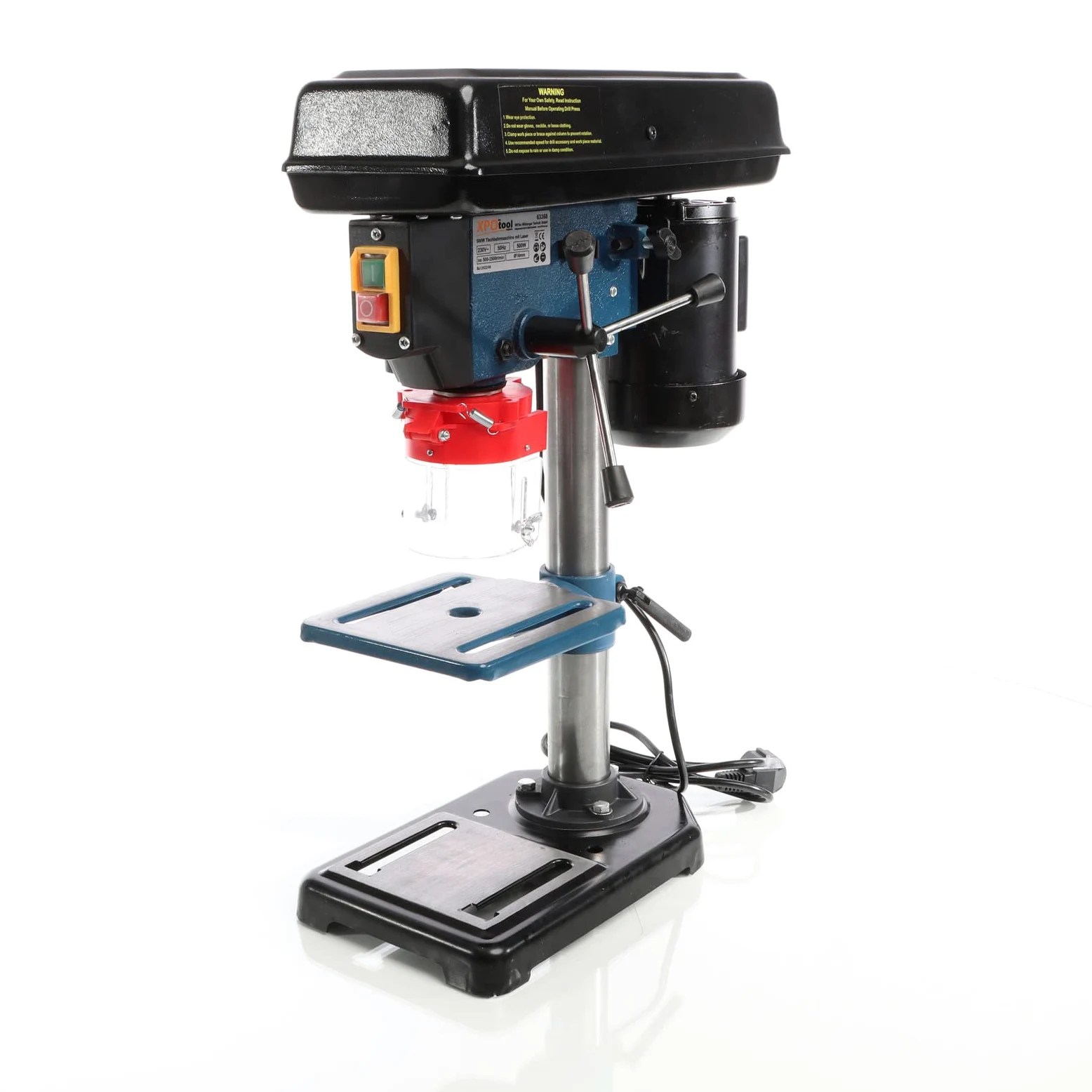 XPOtool Tischbohrmaschine 500 W, Standbohrmaschine mit Laser, 1,5-16 mm Bohrfutter und 500-2500 U/min, Säulenbohrmaschine Ständerbohrmaschine