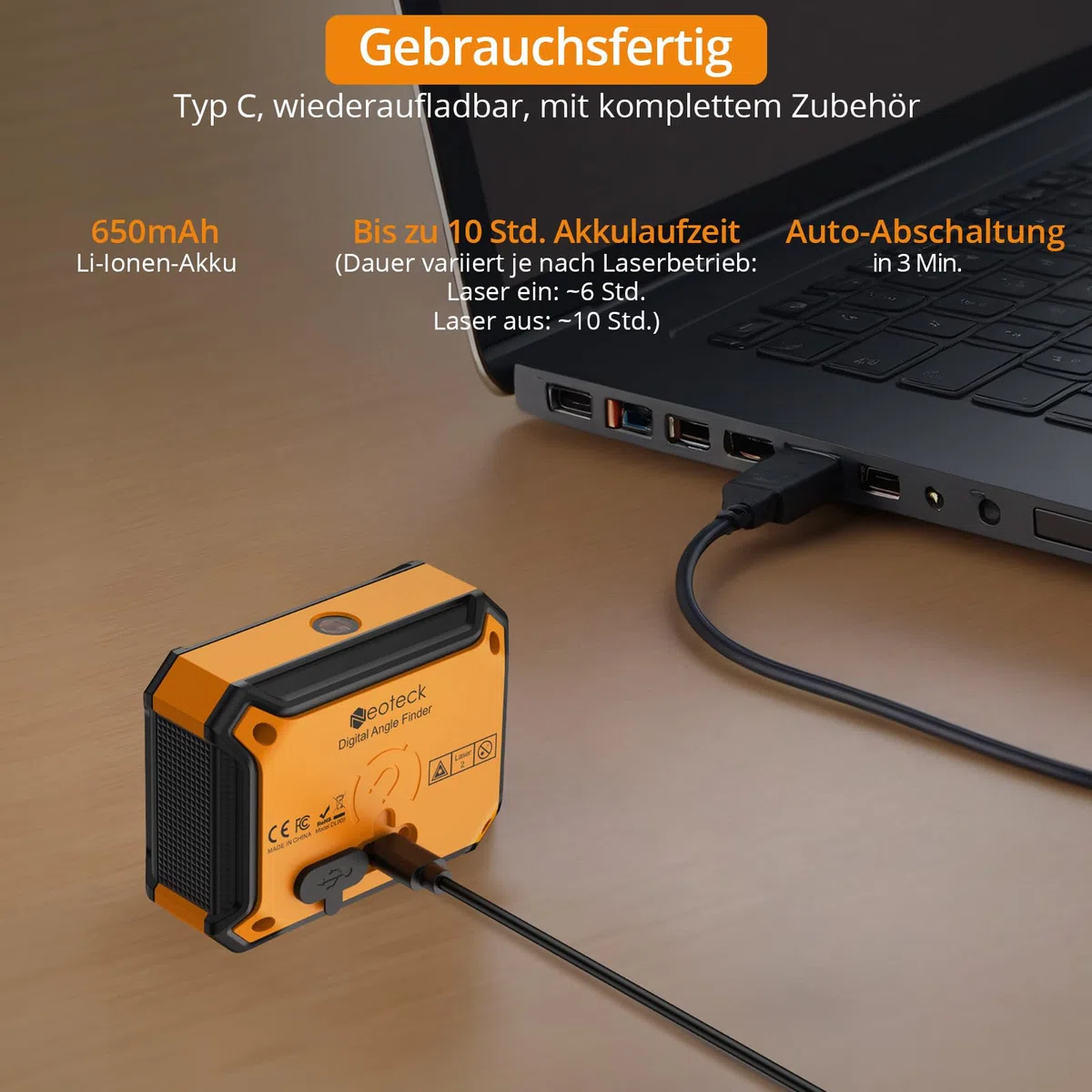Neoteck Digitaler Winkelmesser 3 IN 1 Neigungsmesser Laser Wasserwaage mit LED Display, Kreuzlinie für Holzarbeiten, Säge, Hängerahmen, DIY