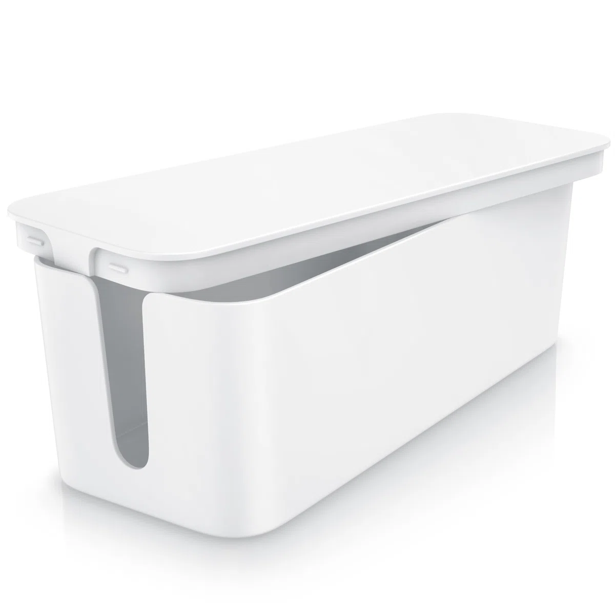 CSL - Kabelbox Groß 41cm - XXL Kabelmanagement Box - Box zum Kabel verstecken - Kabel Organisator - Schutz und Sicherheit - Anti Rutsch Boden - Weiß