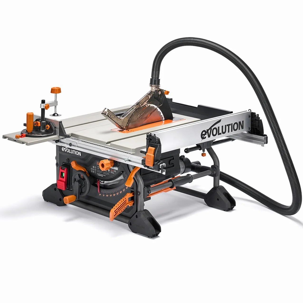 Evolution Power Tools R255TBL+ tischkreissäge, Tischsäge Tragbares Multi-Material-Sägeblatt im Lieferumfang enthalten Schneidet Holz Metall Kunststoff, 45˚ Fase, +/- 60˚ Gehrungswinkel, 1800w Motor