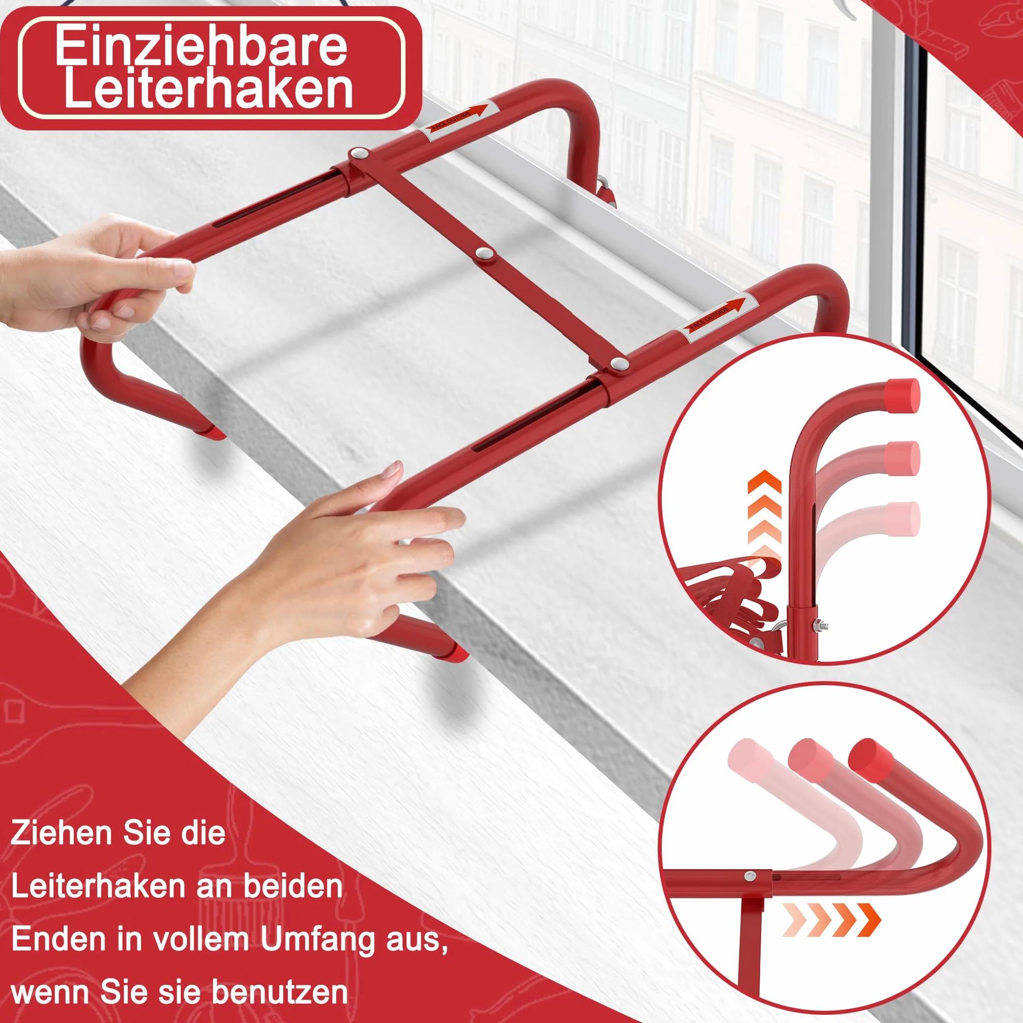 LZQ Feuerleiter Fluchtleiter,Sicherheitsleitern Feuerfeste Rettungsleiter aus Hochfestes Polyester,Max Tragfähigkeit 450 kg,Strickleiter für 2-stöckige Gebäude Balkon Fenster (15 M (45 Stufen))