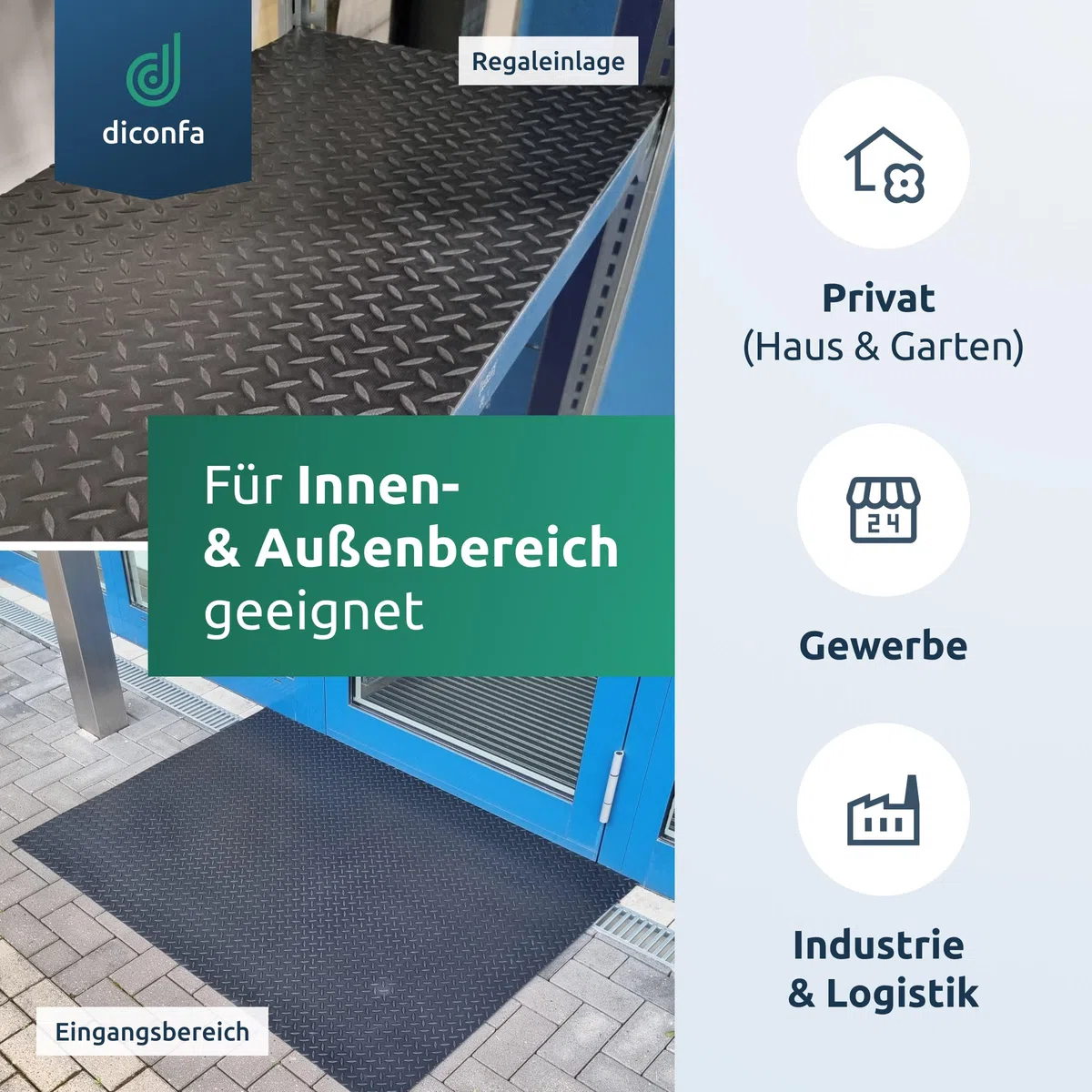 diconfa Gummimatte Diamant Tränenblech 3mm dick - BREITE 0,1m bis 2m - LÄNGE 0,05m bis 10m - Auswahl 2m (2000mm) x 3m (3000mm) - Meterware Gummimatten Antirutsch Matte Gummiläufer Unterlage