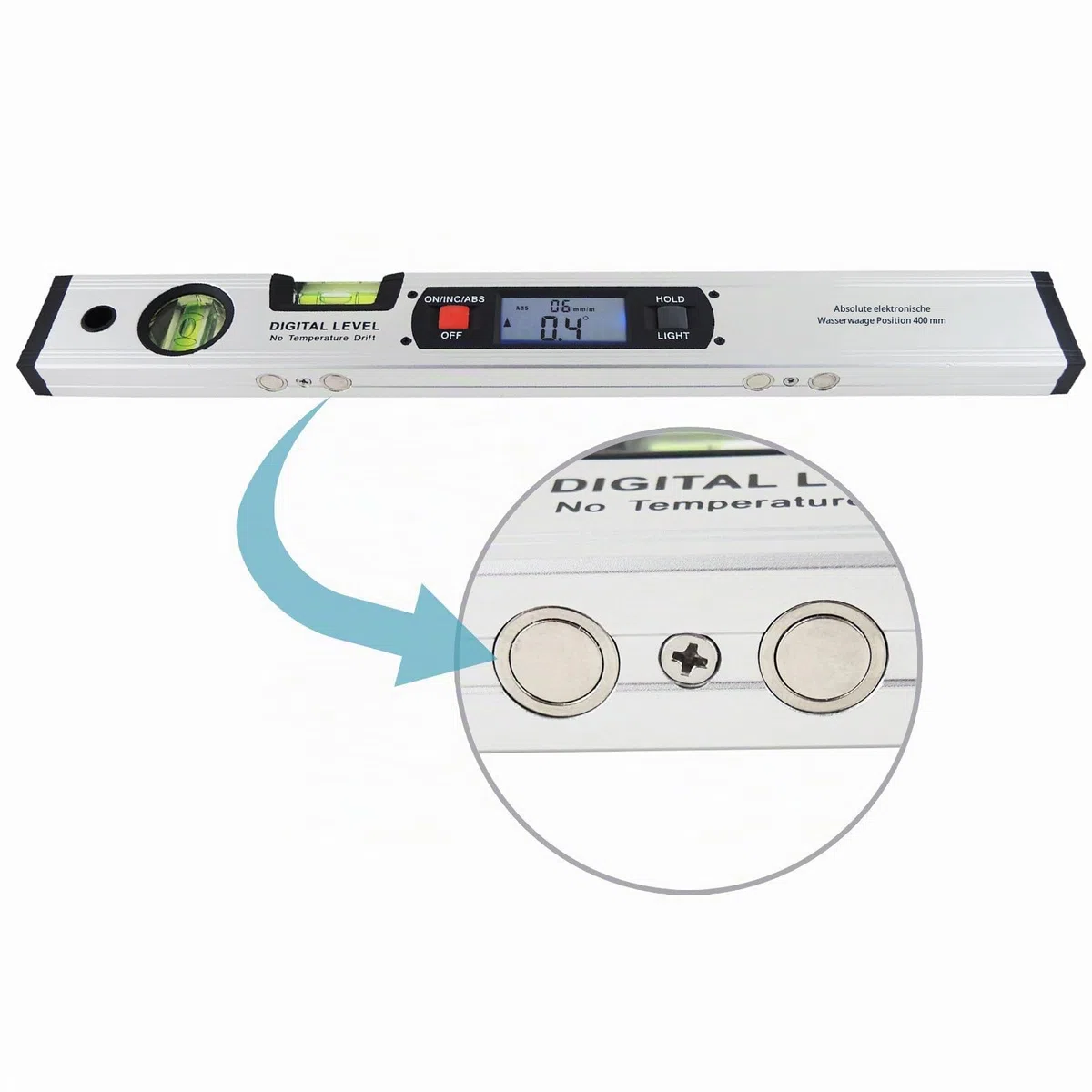 Winkelmesser Lineal Werkzeug Gauge Wasserwaage 42 cm 420 mm 41,9 cm lang digitalem Neigungsmesser protactor mit magnetischer Unterseite