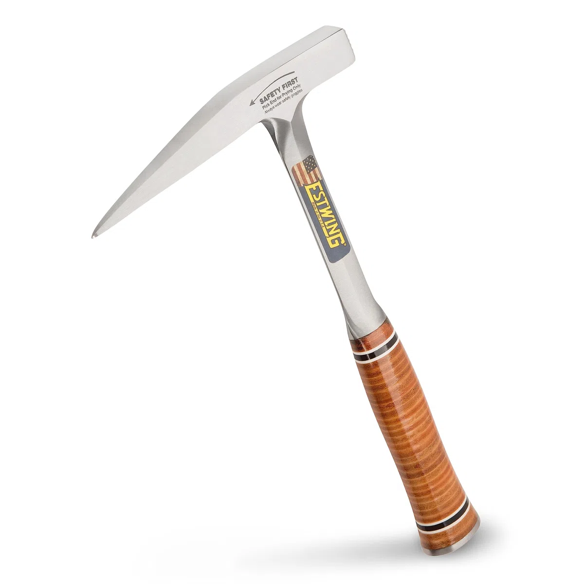 Estwing E13P Pickhammer, spitzer Kopf, Ledergriff, robust, 370 g