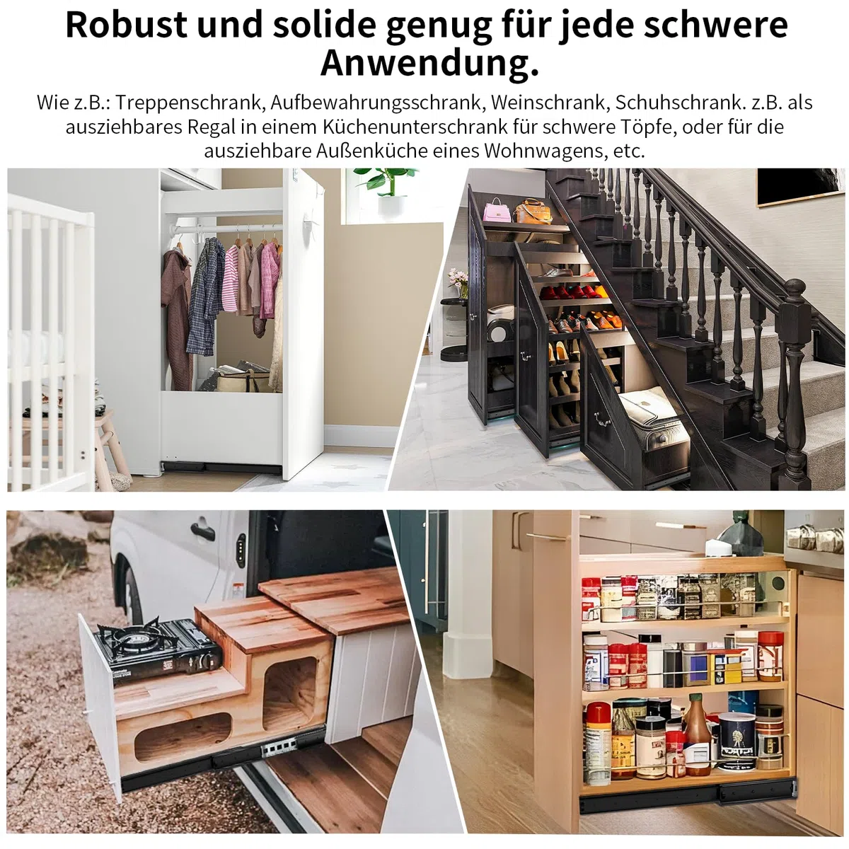 Unterseite Montage Schublade 2 Stück Schwerlastauszug Schubladenschienen Vollauszug 400 600 800 1000 mm Unter Unterseite Bodenmontage Schubladenauszug Schienensystem 120 kg (Bottom Mount, 400-900mm)