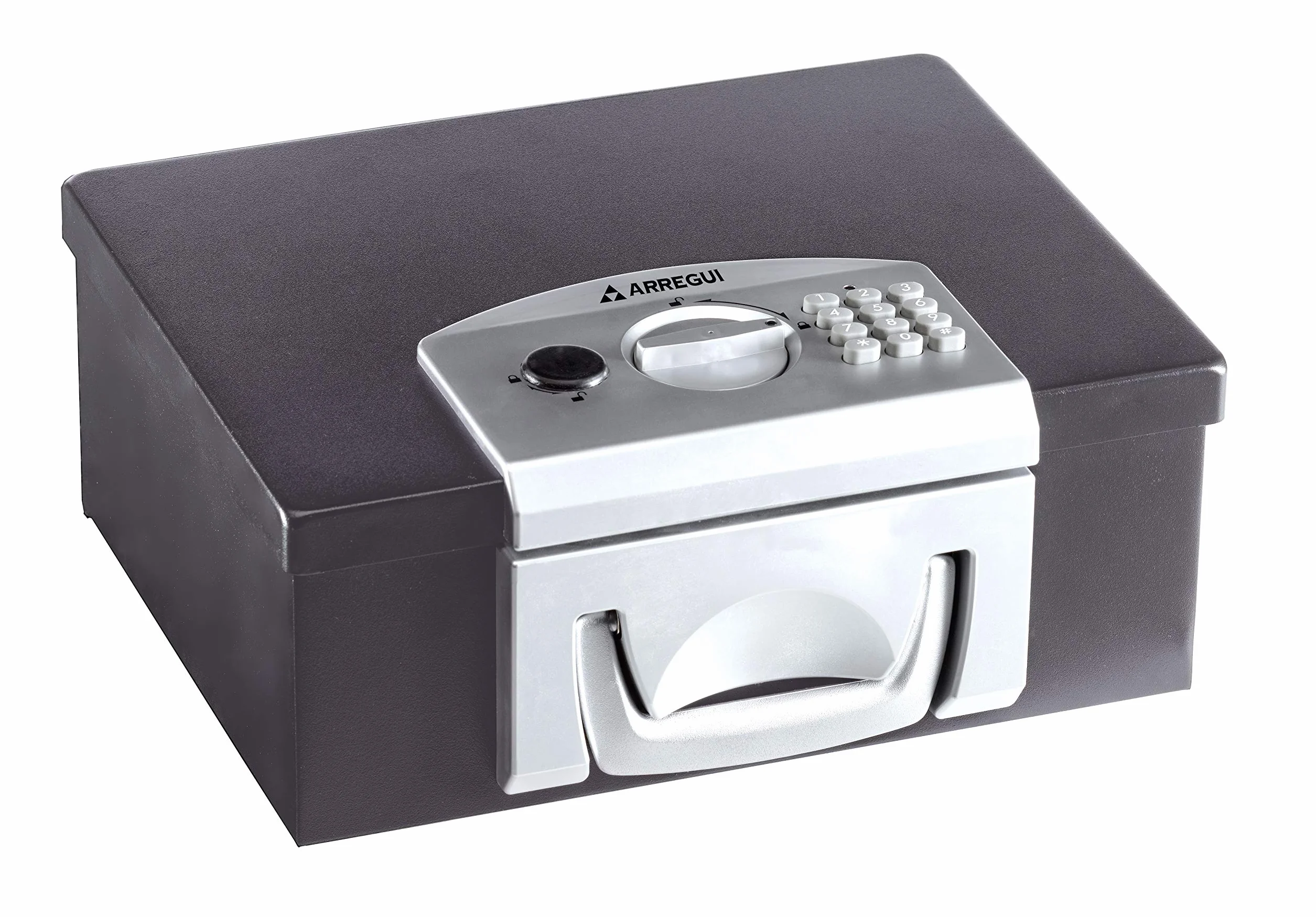 ARREGUI Bric C9547 Tragbare Geldkassette | Dokumentenkassette | Dokumentenbox mit Elektronikschloss | Koffersafe mit Griff | Aktenkoffer Tresor | 13 x 32,5 x 25,5 cm, schwarz