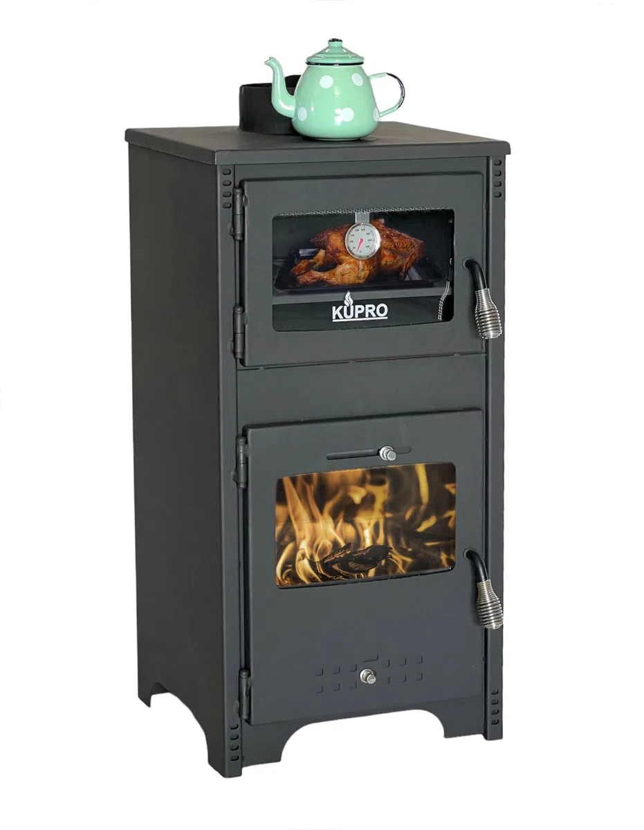EEK A+ Kaminofen mit Backfach und Herdplatte Ever 2 Holzofen 7,85 kW Kamin Ofen Holz Werkstattofen Hüttenofen Heizofen