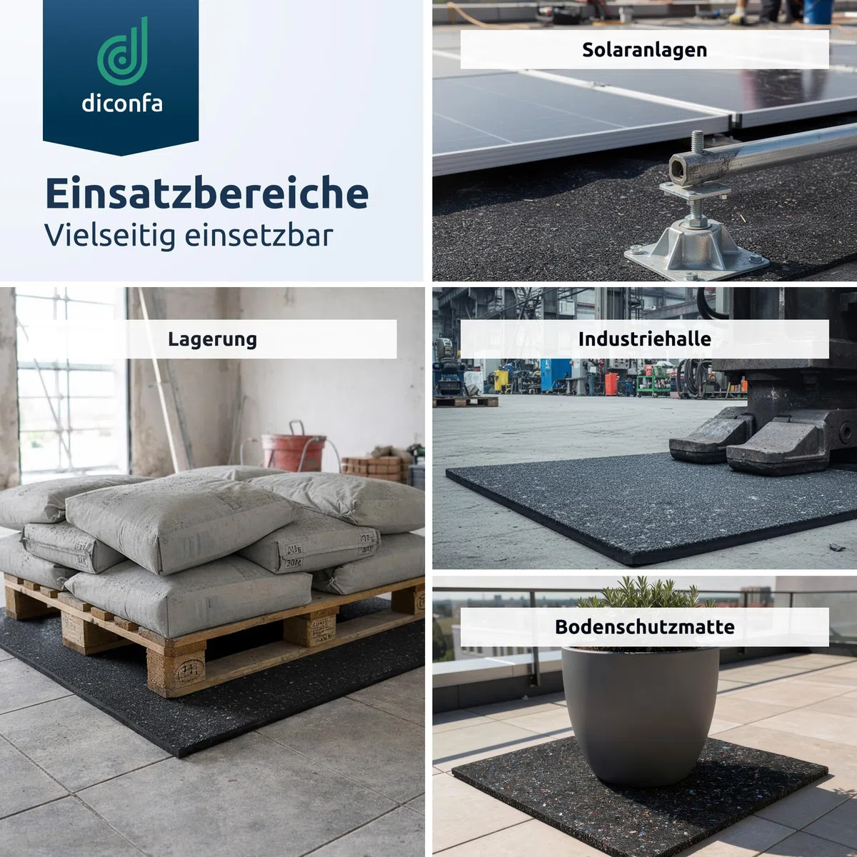 diconfa Bautenschutzmatte 1000mm 100cm 1m BREIT - 3 bis 20mm DICK - 0,05 bis 10m LANG - Auswahl: 1600mm 160cm 1,6m LANG, 6mm STARK - Gummimatte Antirutsch-Matte Fall-Schutzmatte Schall-Isolation