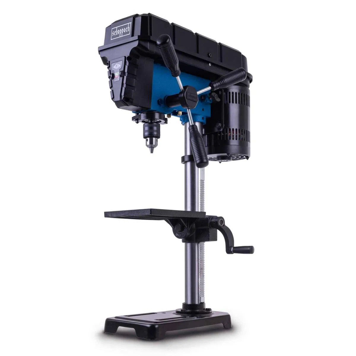 Scheppach Tischbohrmaschine TBM250 | Leistung 550W | Bohrtiefe 50mm | Bohrfutter 1,5-13mm | Drehzahleinstellung 5 stufig 510–2430 min-1 | Ausladung 127mm | Tisch dreh-&neigbar | Stahl-Gusskonstruktion