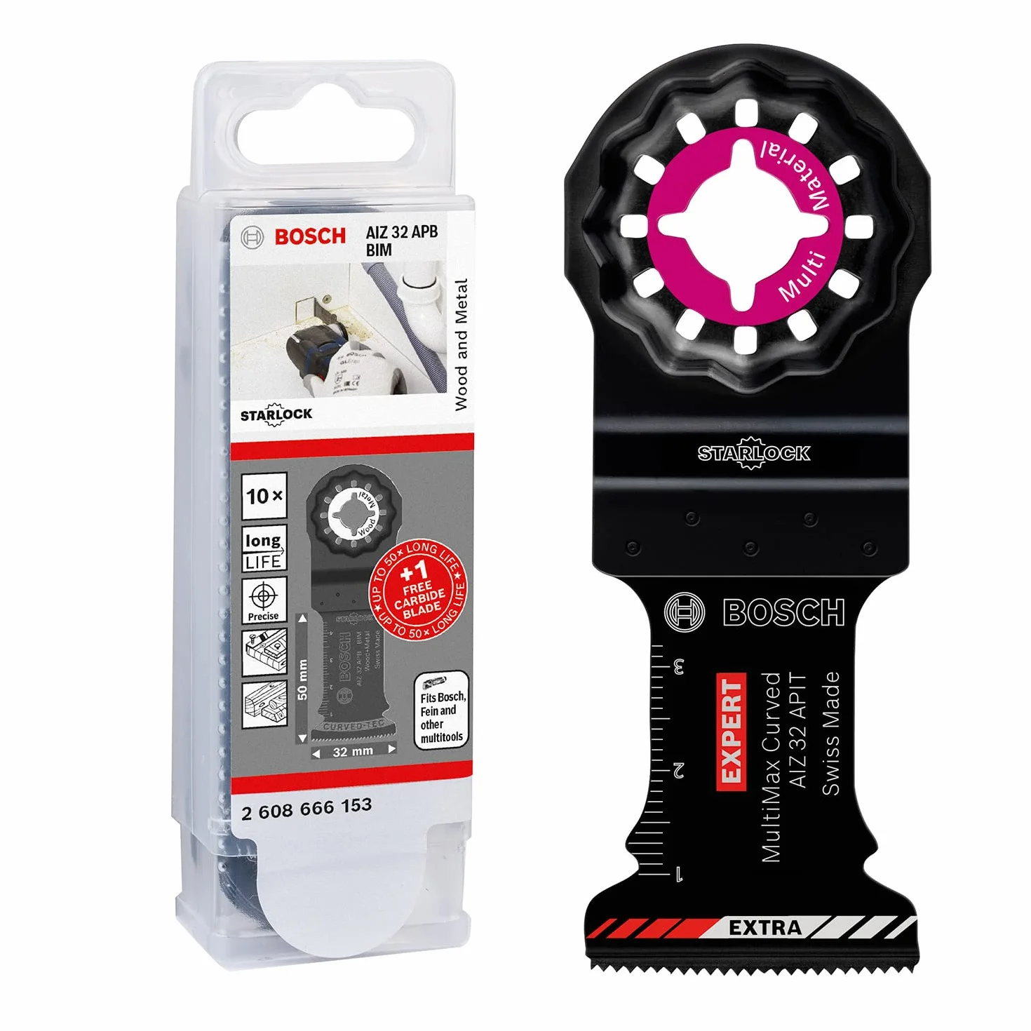 Bosch Accessories Bosch Professional 10x AIZ 32 APB + 1x Expert MultiMax AIZ 32 APIT Sägeblatt (für Holz, Metall, Edelstahlbleche, Zubehör Multifunktionswerkzeug)