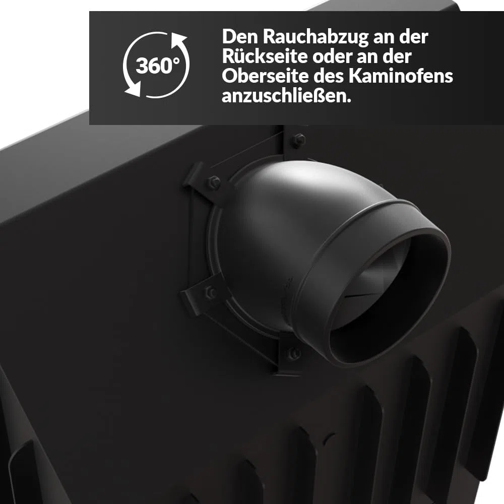 KRATKI Kamineinsatz aus Stahl ZIBI rechts 11 kW Ø 180 schwarz Verkleidung mit Türfeder