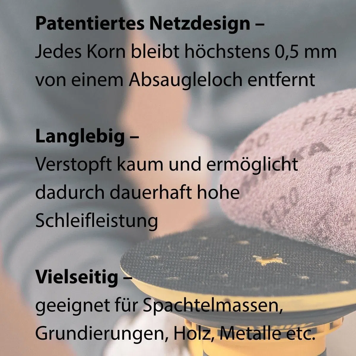 Mirka Abranet Netz-Schleifscheiben Ø 150 mm Klett/Korn P80 / 50 Stk/zum Schleifen von Holz, Spachtel, Lack, Kunststoff / 5424105080